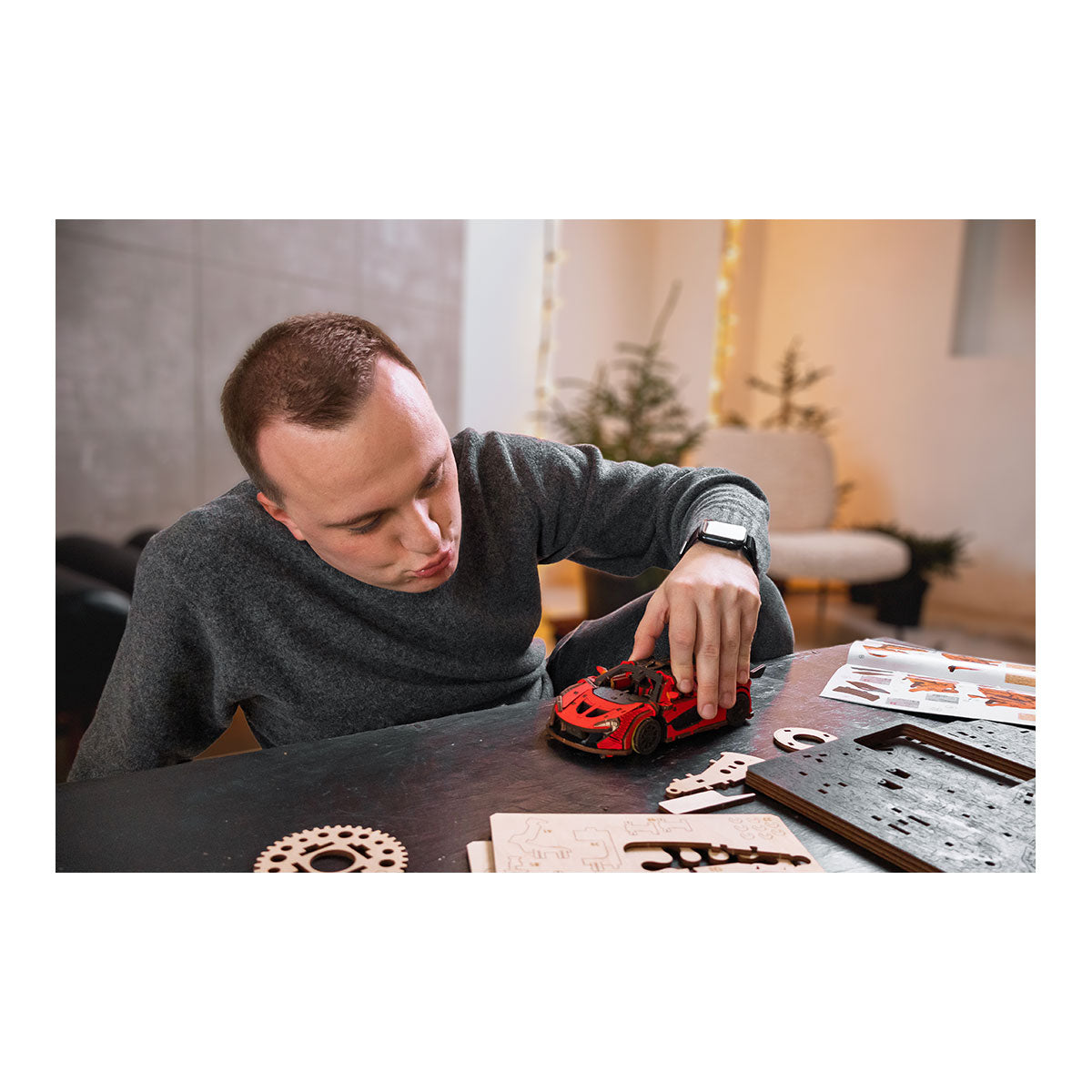 3D-Holzpuzzle Racing Car rot