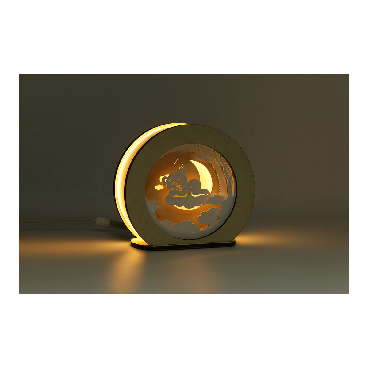 Magic Light 3D Holz-Nachtlampe Wolkenbär