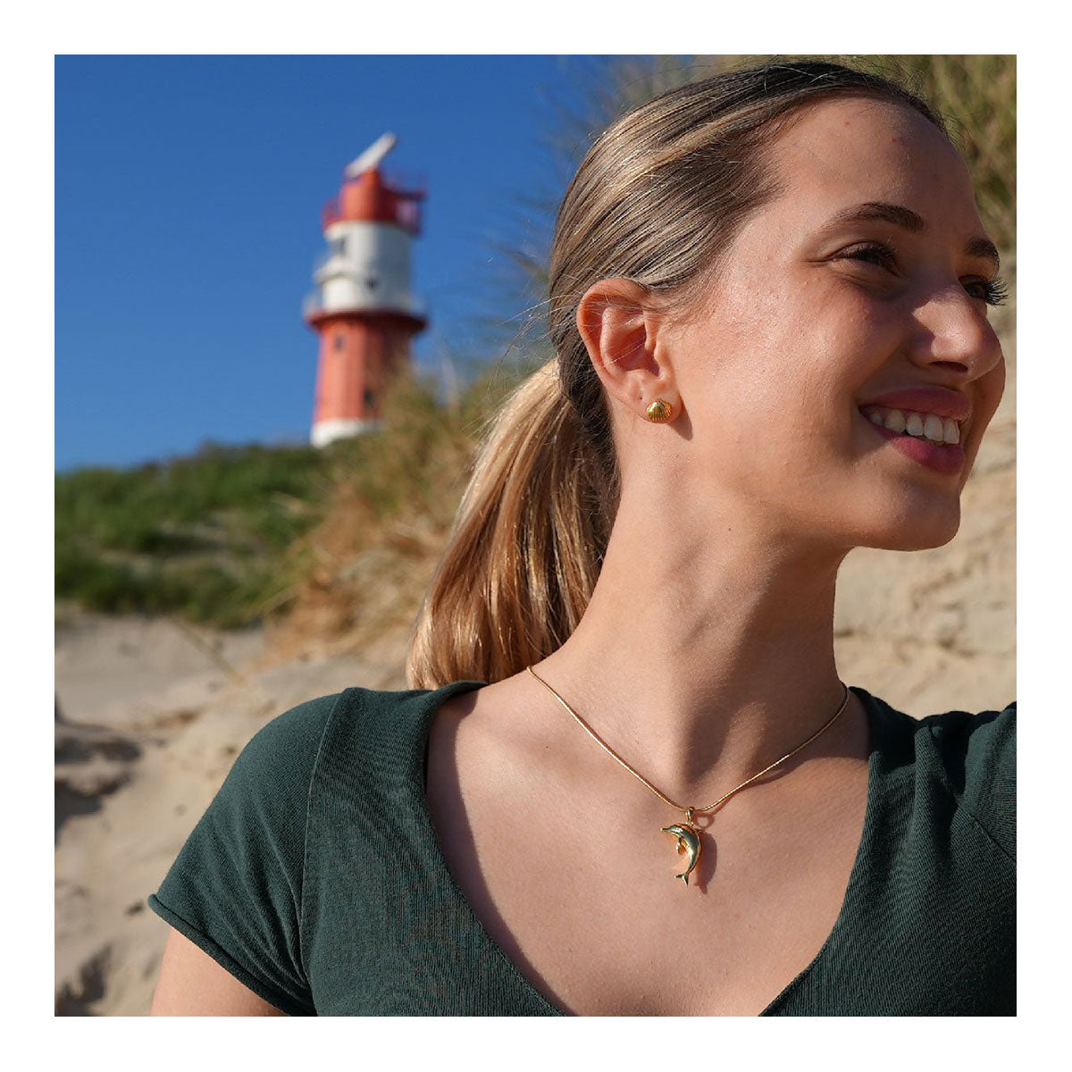 Kettenanhänger Delfin 18k vergoldetes Silber