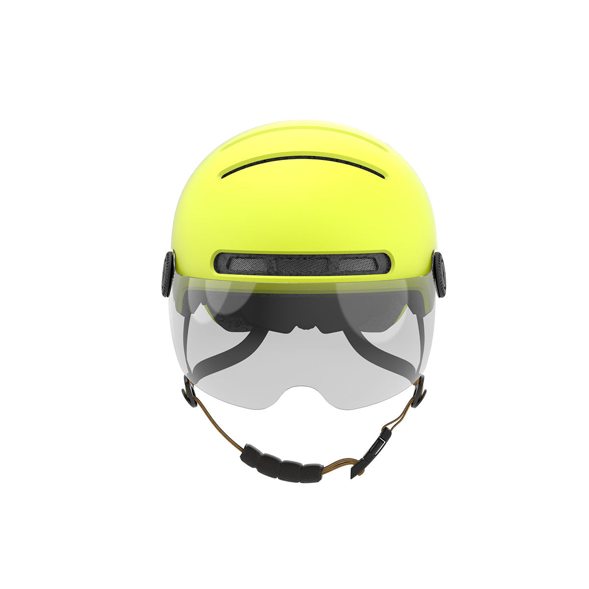 Fahrradhelm gelb mit Visier, Bremslicht und SOS-Alarm (L23)