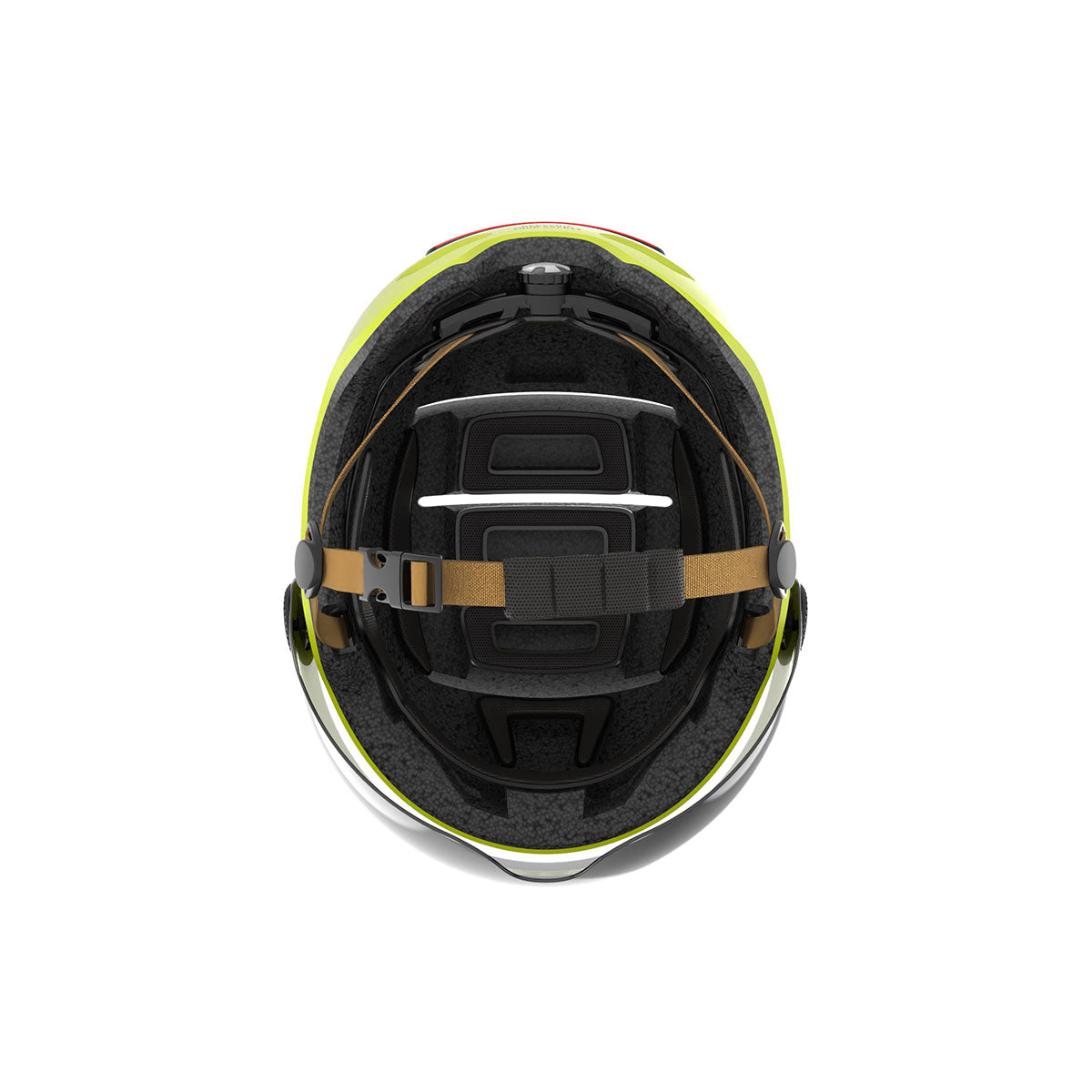 Fahrradhelm gelb mit Visier, Bremslicht und SOS-Alarm (L23)