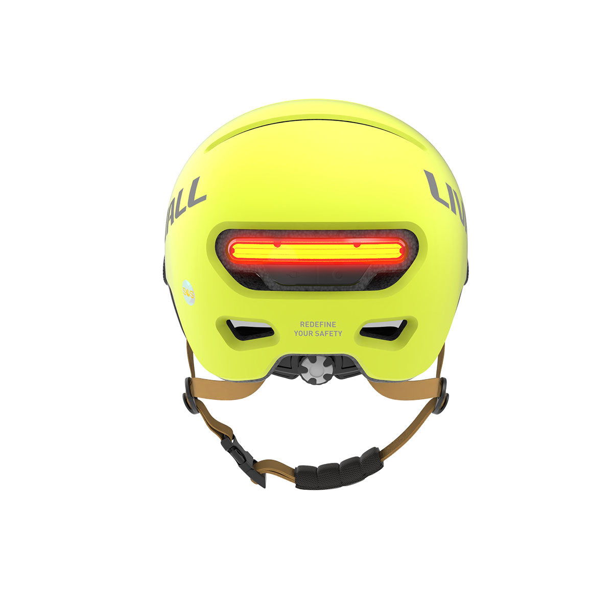 Fahrradhelm gelb mit Visier, Bremslicht und SOS-Alarm (L23)