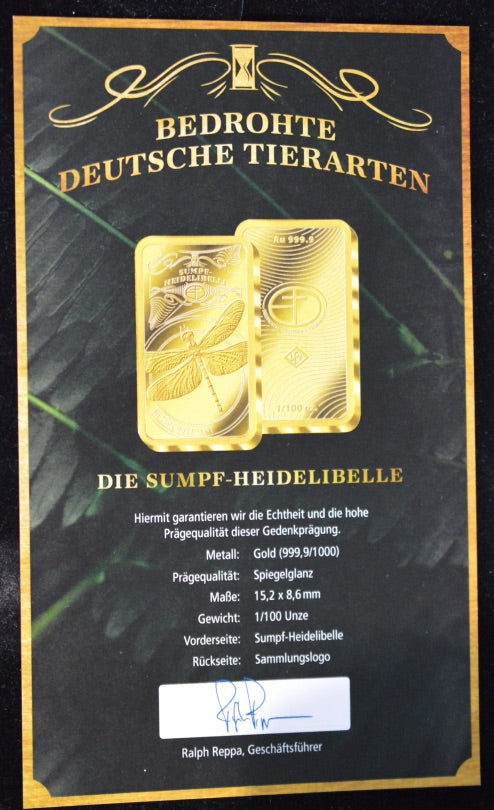 Goldbarren Bedrohte Tierarten "Sumpf-Heidelibelle"