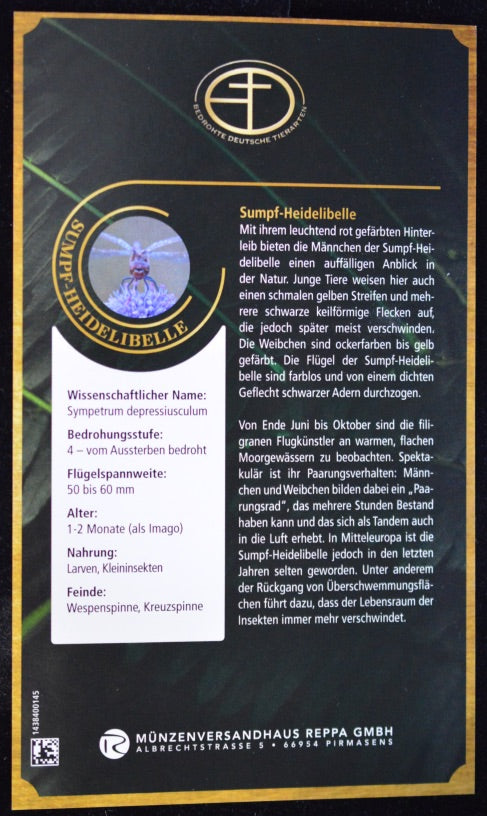 Goldbarren Bedrohte Tierarten "Sumpf-Heidelibelle"