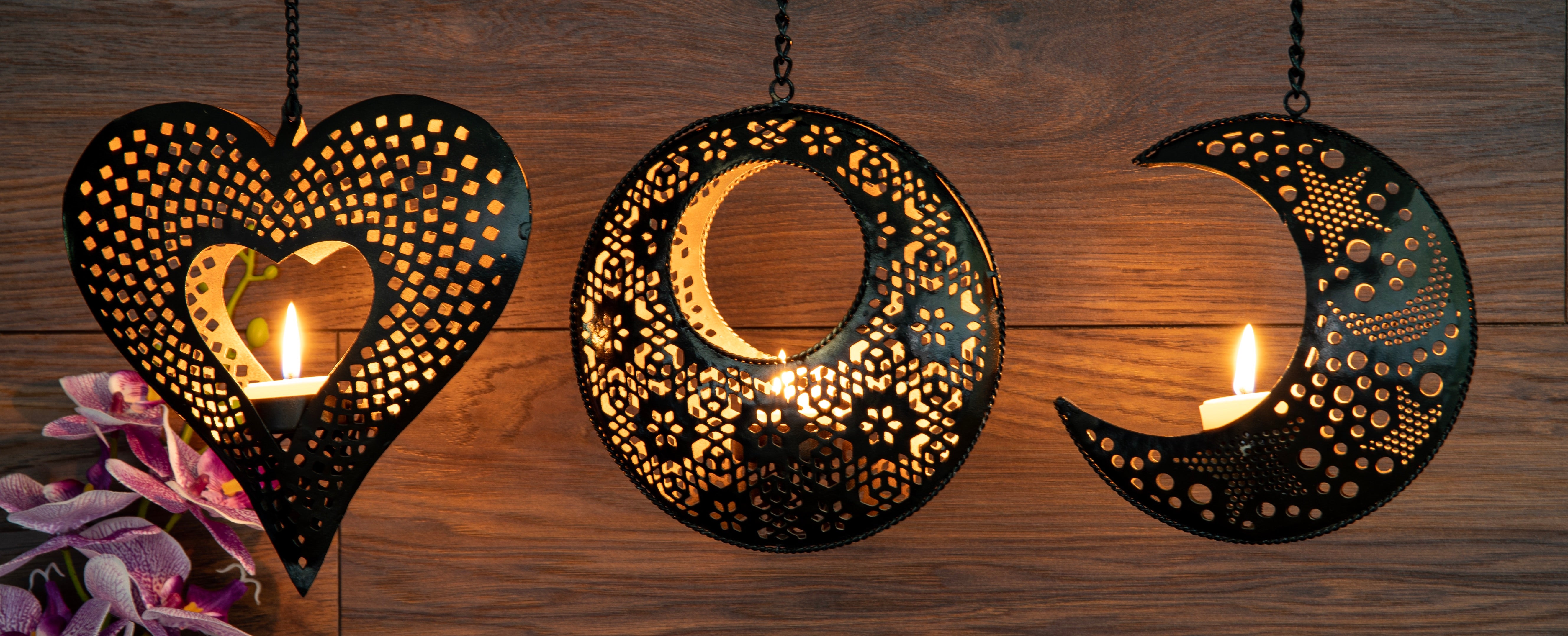 Orientalische Lichter 3er-Set (Herz + Sonne + Mond)