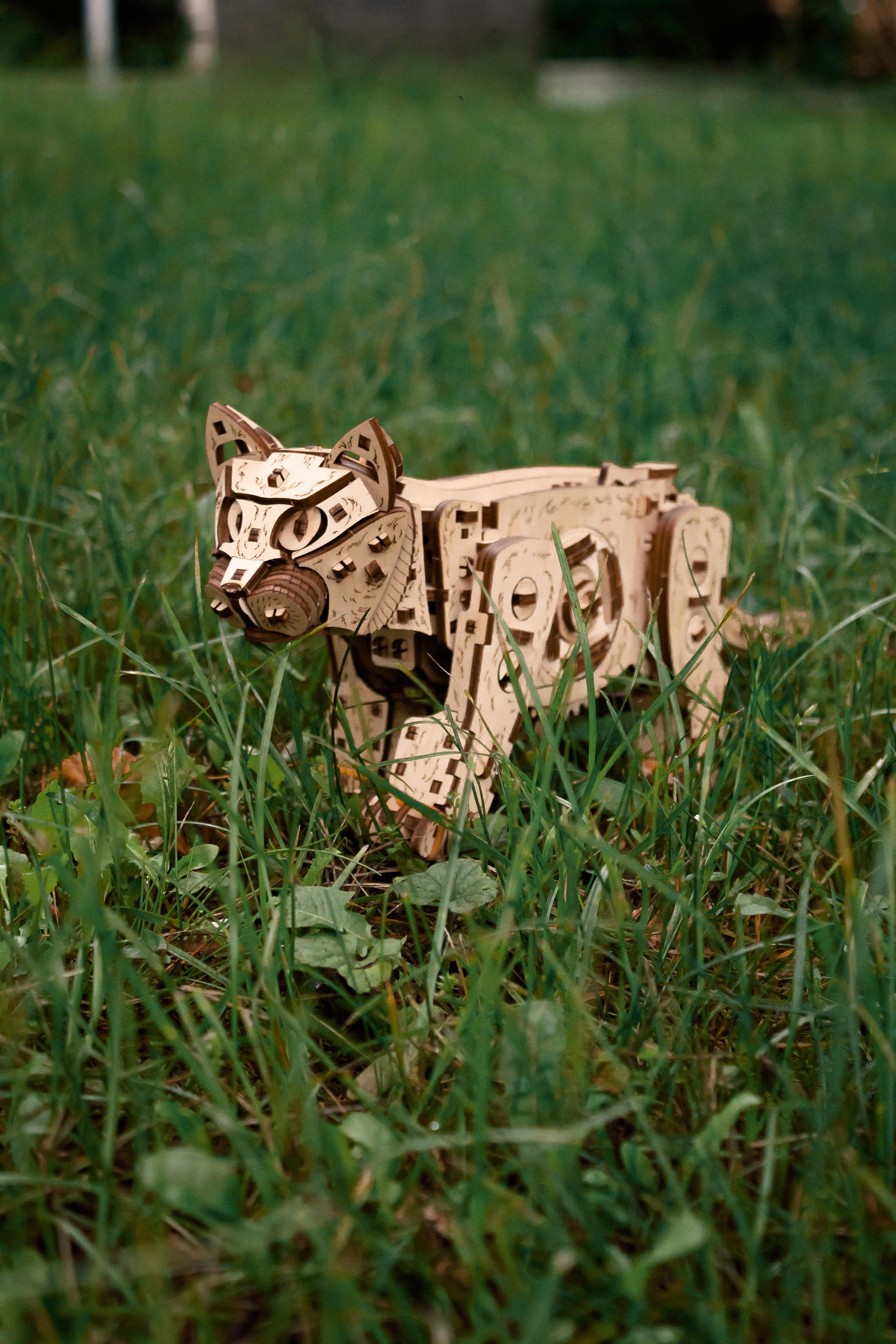 3D-Holzpuzzle Mechanische Katze - natur