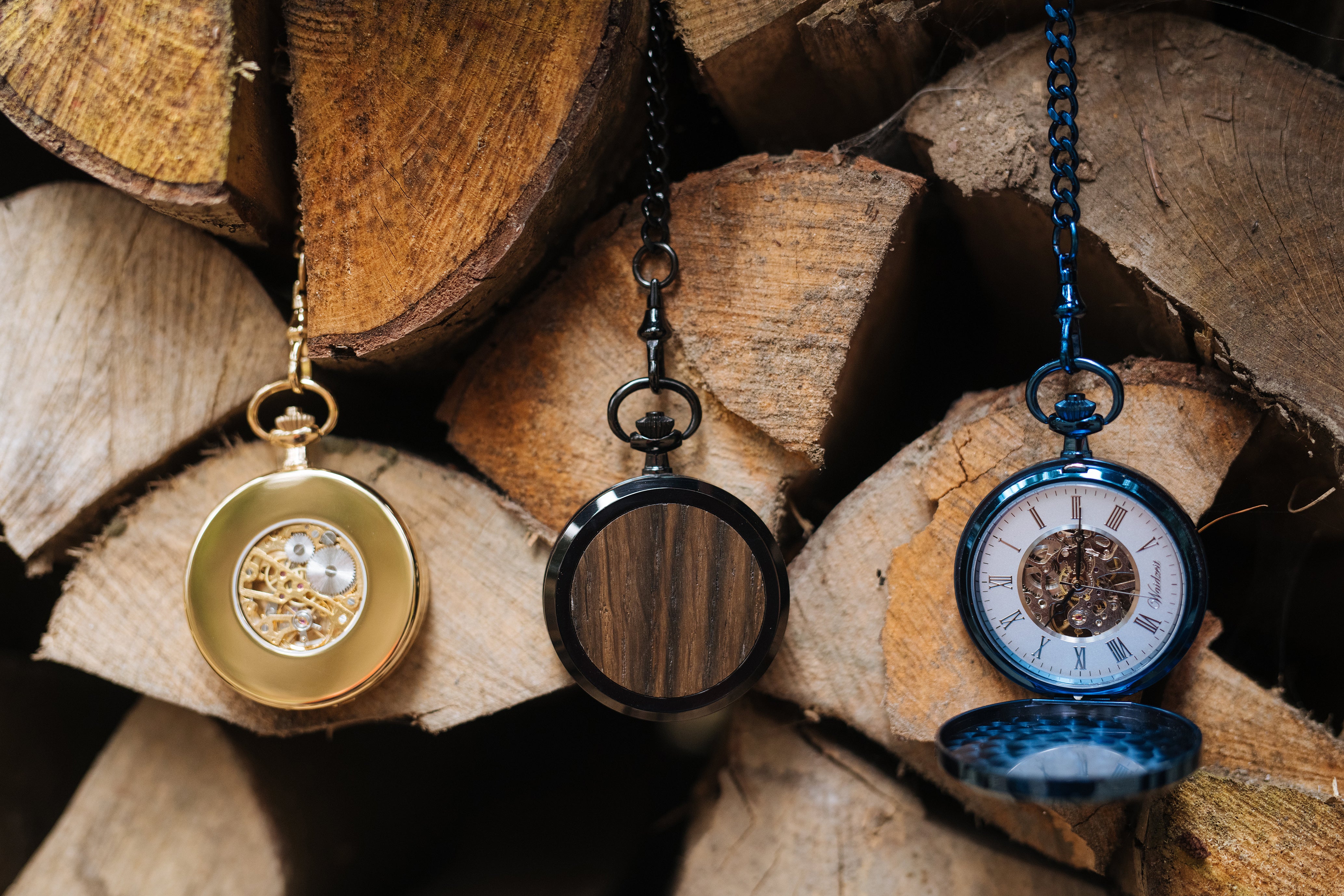 Skeletttaschenuhr Mooreiche-Schwarz