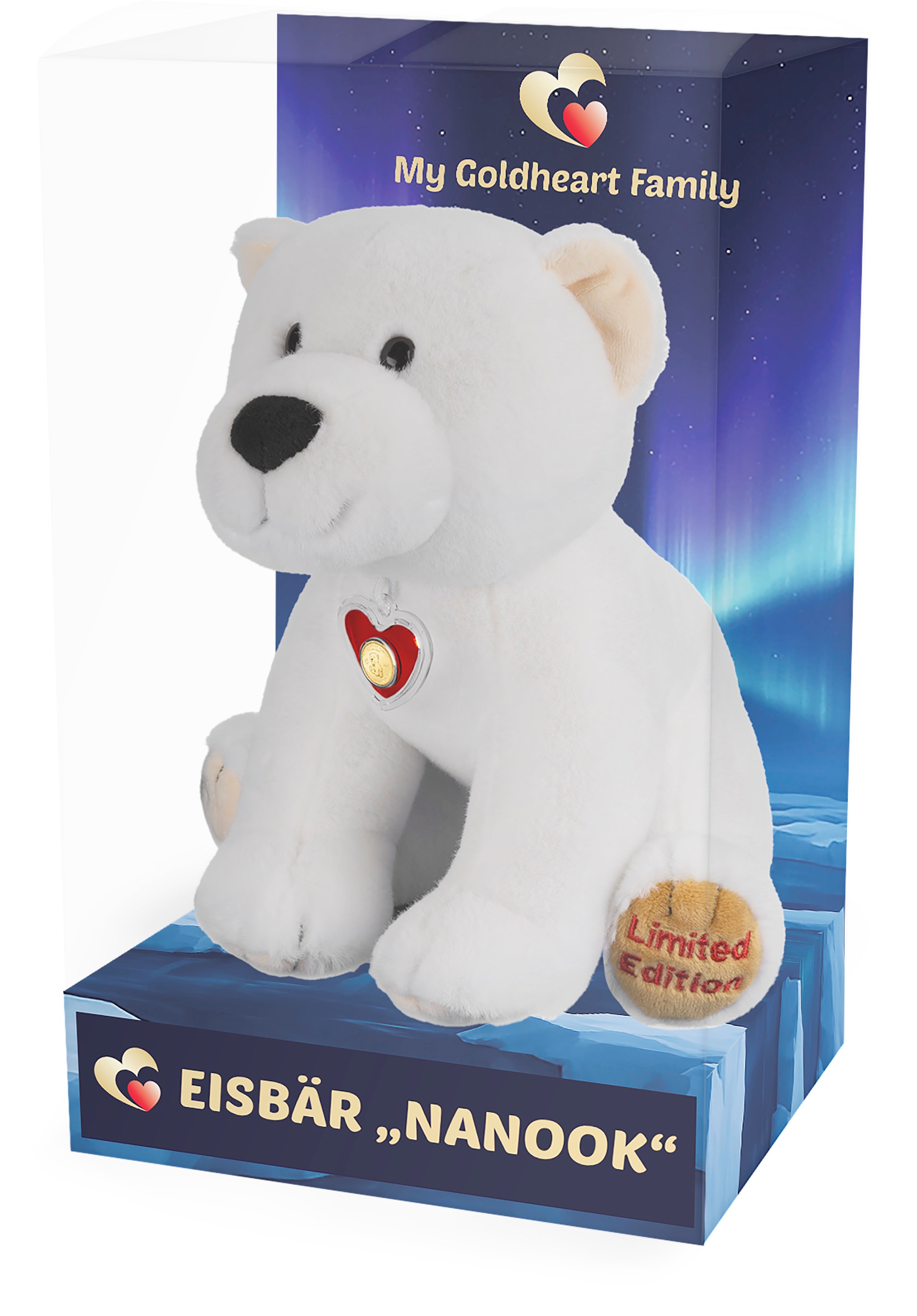 Goldmünze mit Plüsch-Eisbär "Nanook"