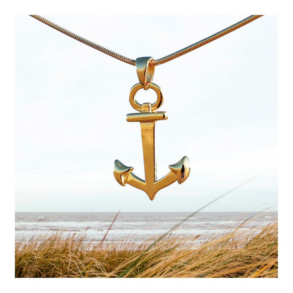 Kettenanhänger Anker Eckig M - 18k vergoldet