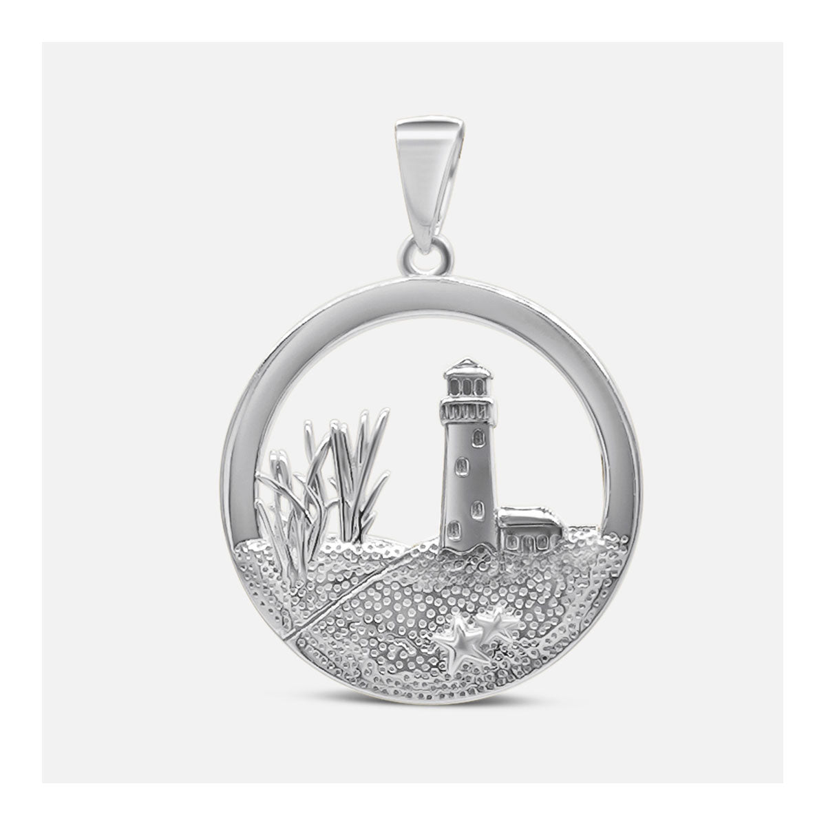 Kettenanhänger Leuchtturm Rund / Düne - Silber