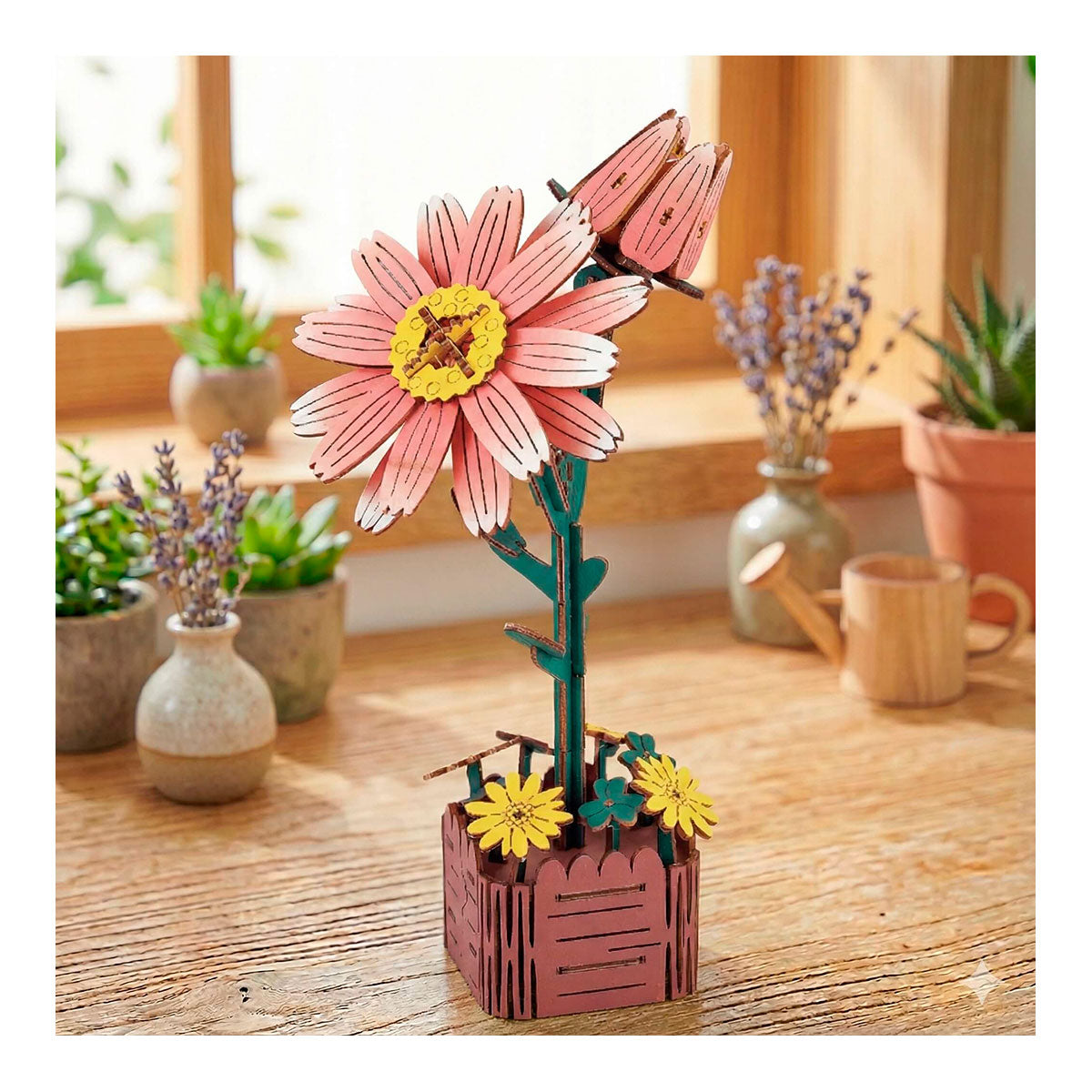 3D-Holzpuzzle 2er Set Blume: Rose + Gänseblümchen