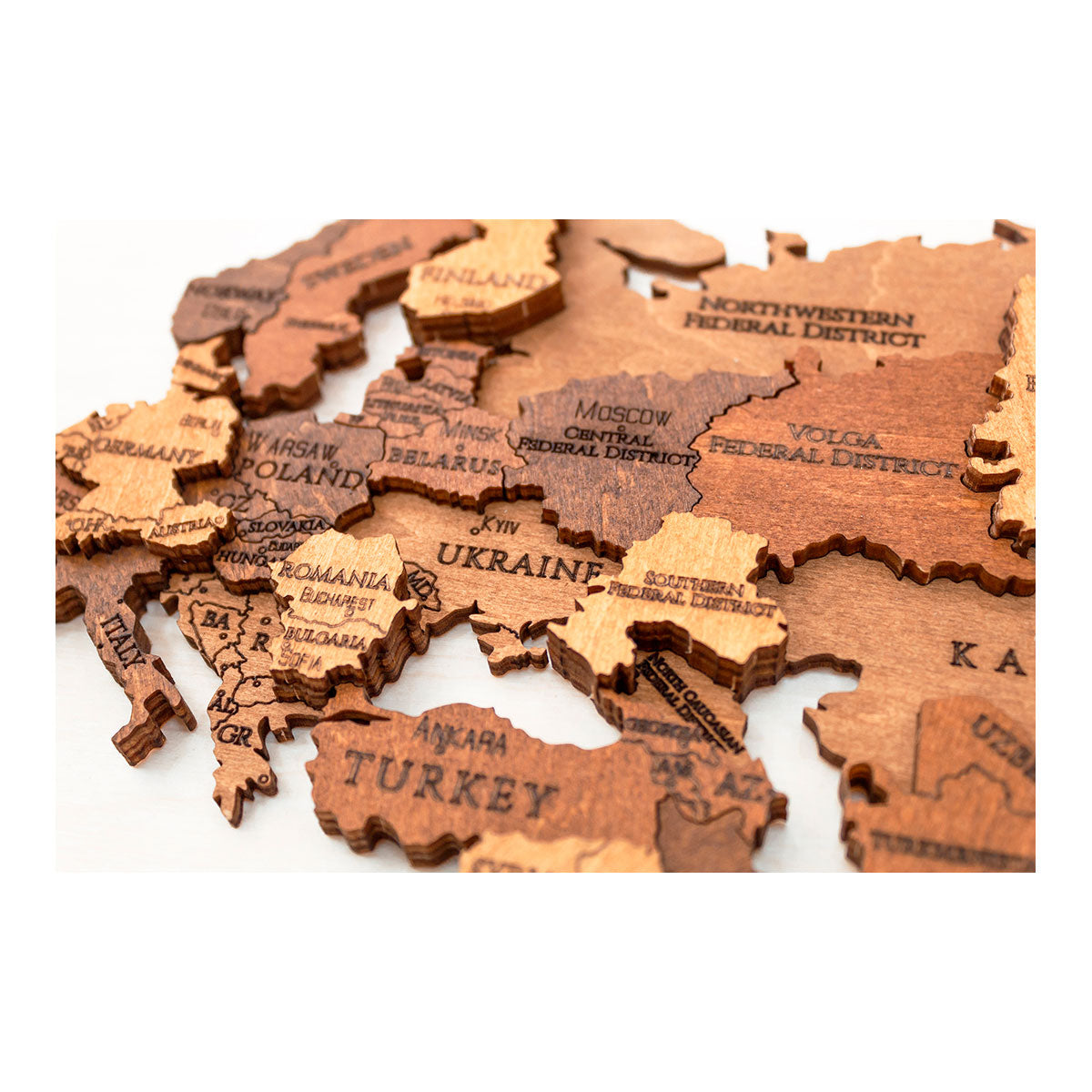 3D-Holzpuzzle Set - Weltkarte M + Flaggen-Pins