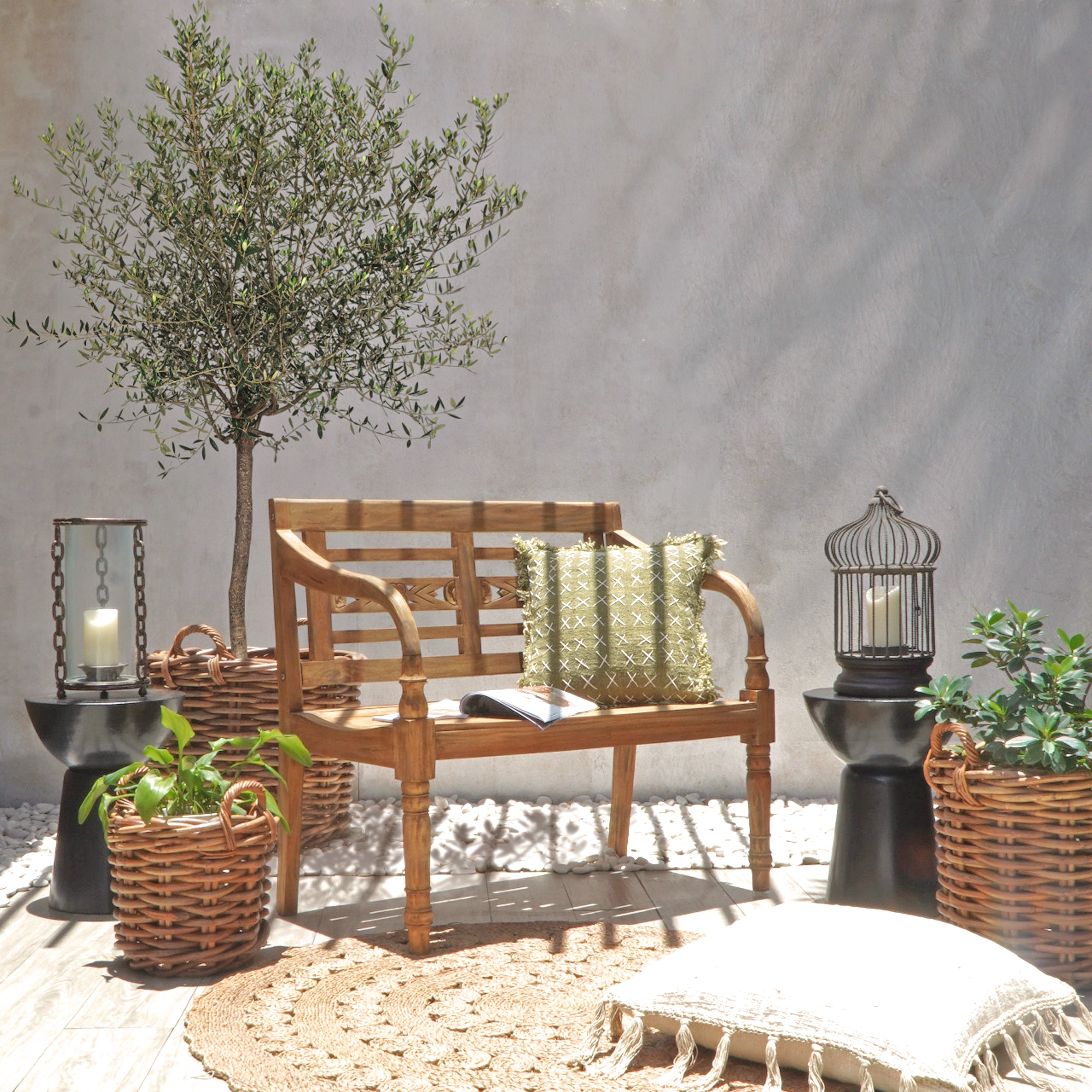 Bank MOYO 2-Sitzer (Mahagoni, natur-antik)