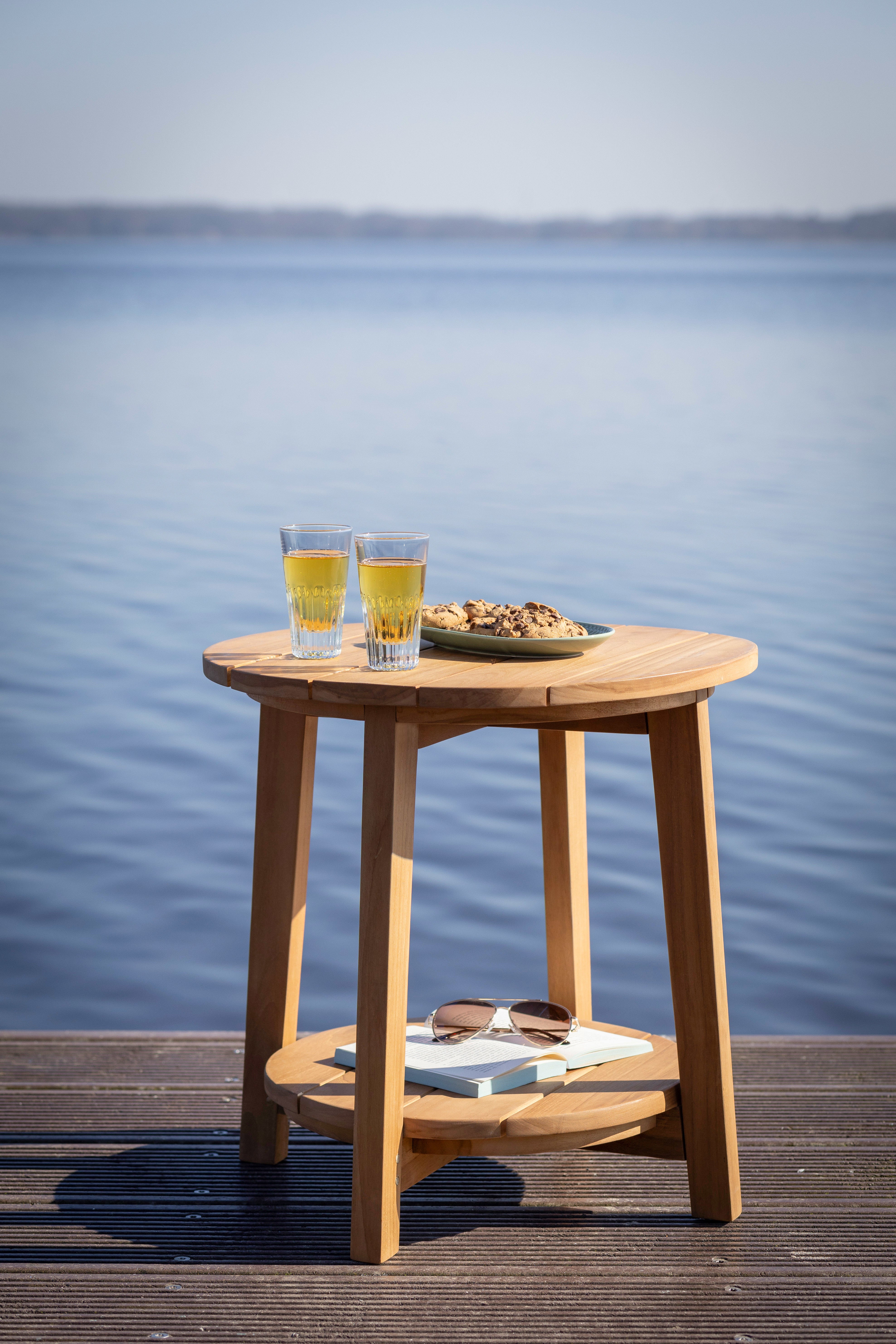 Teakholz Beistelltisch Milton Teak Rund 50 cm