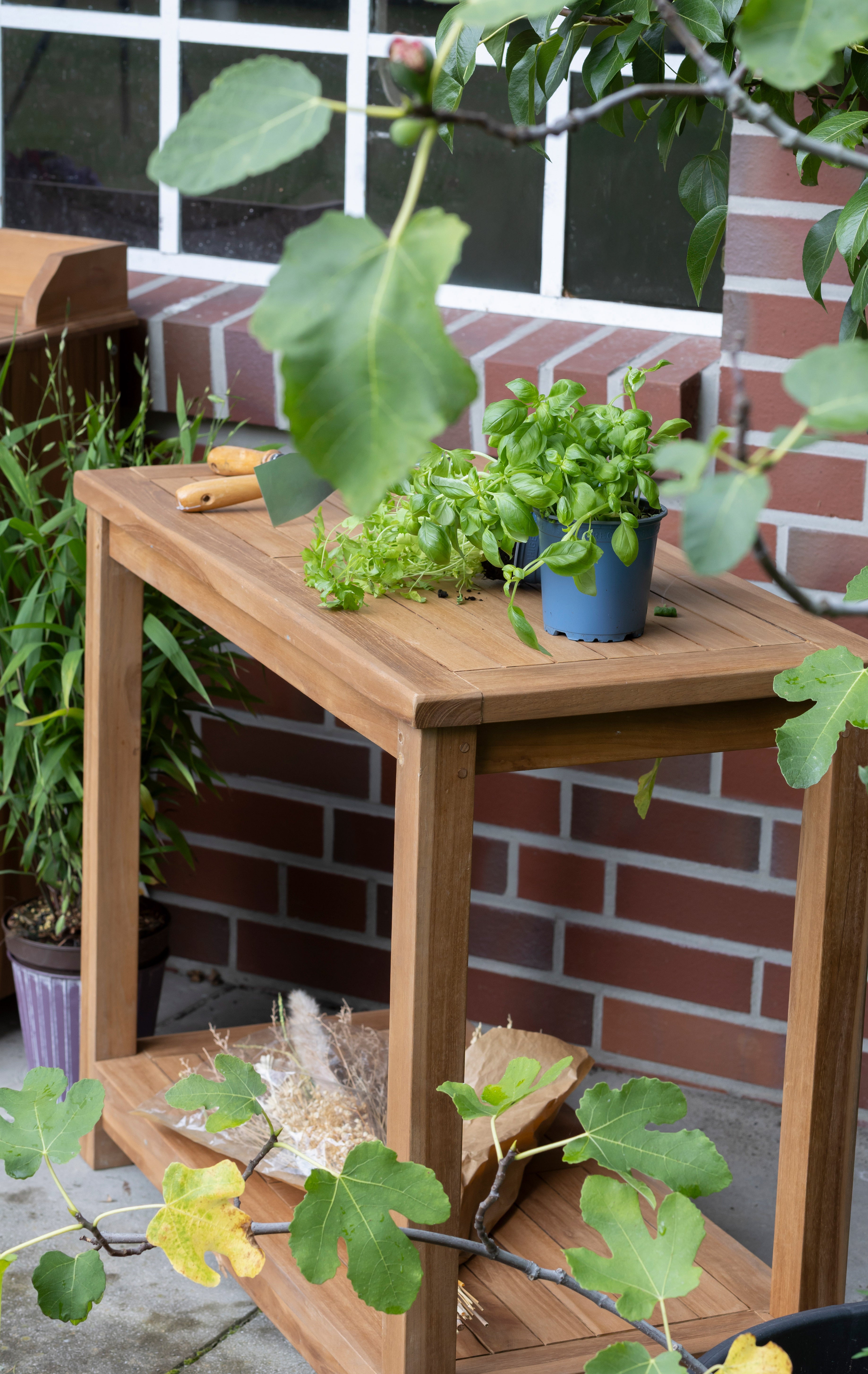 Pflanztisch Salford Teak mit Ablage