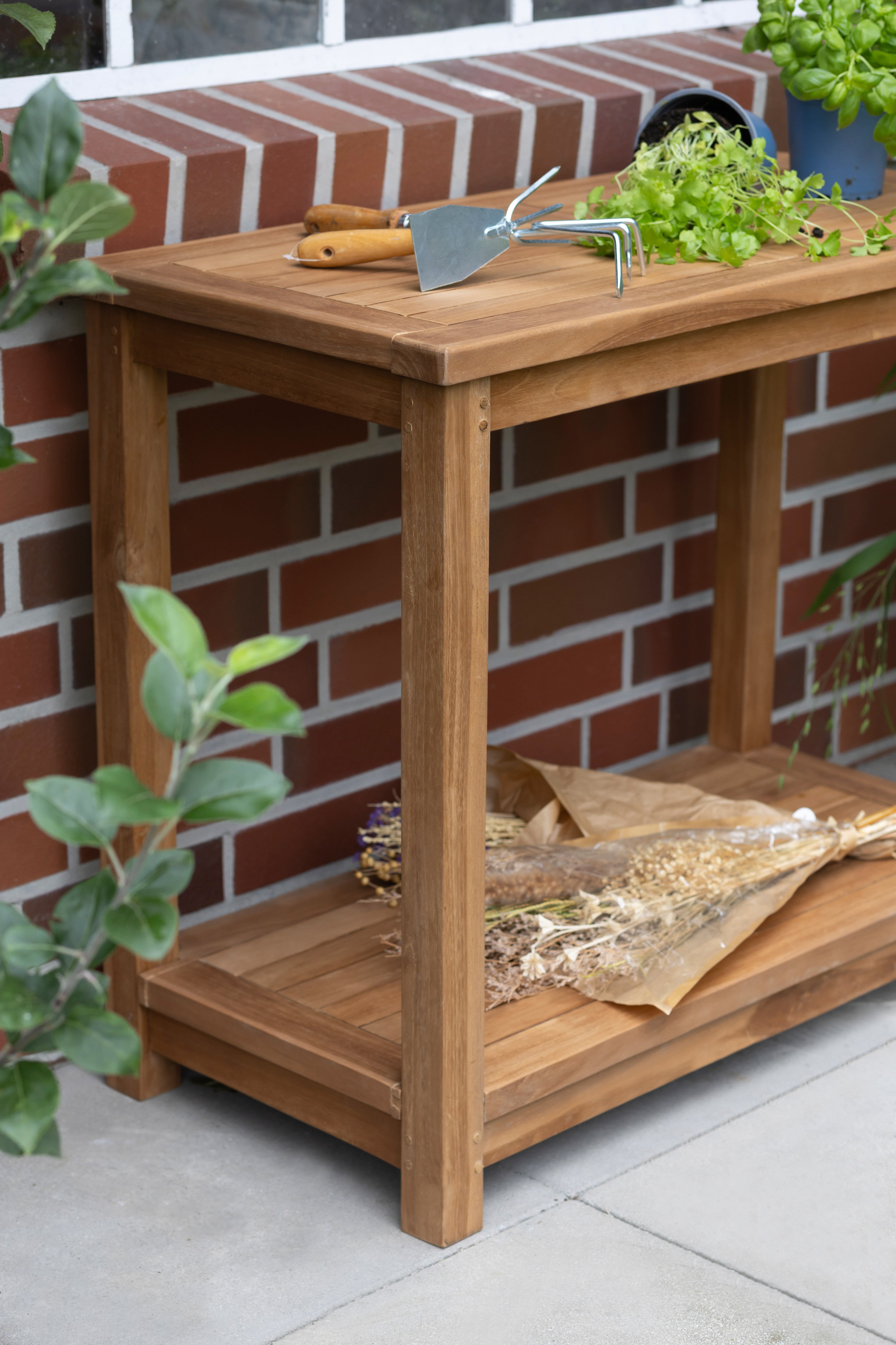 Pflanztisch Salford Teak mit Ablage