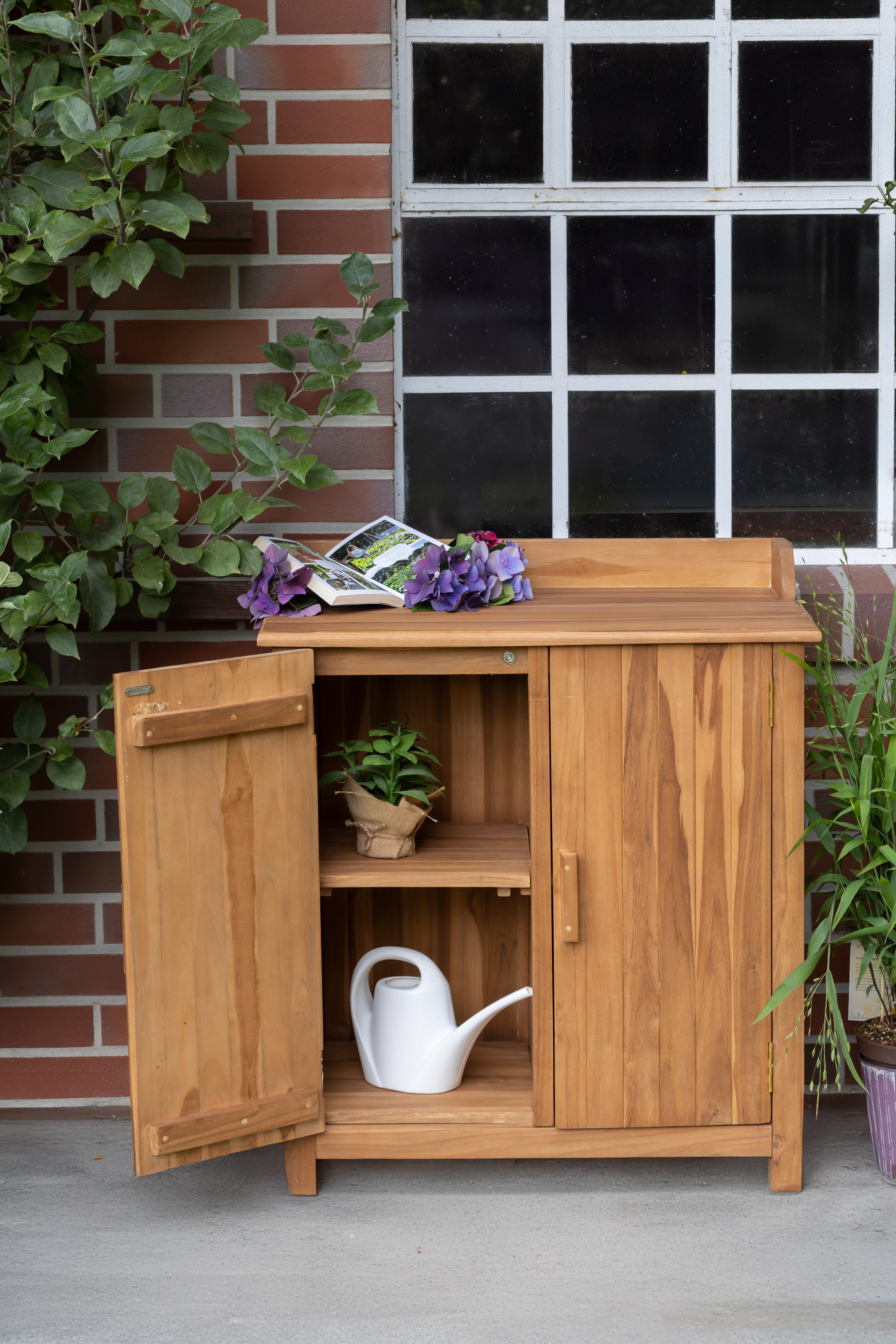 Gartenschrank Batley Teak mit Arbeitsfläche