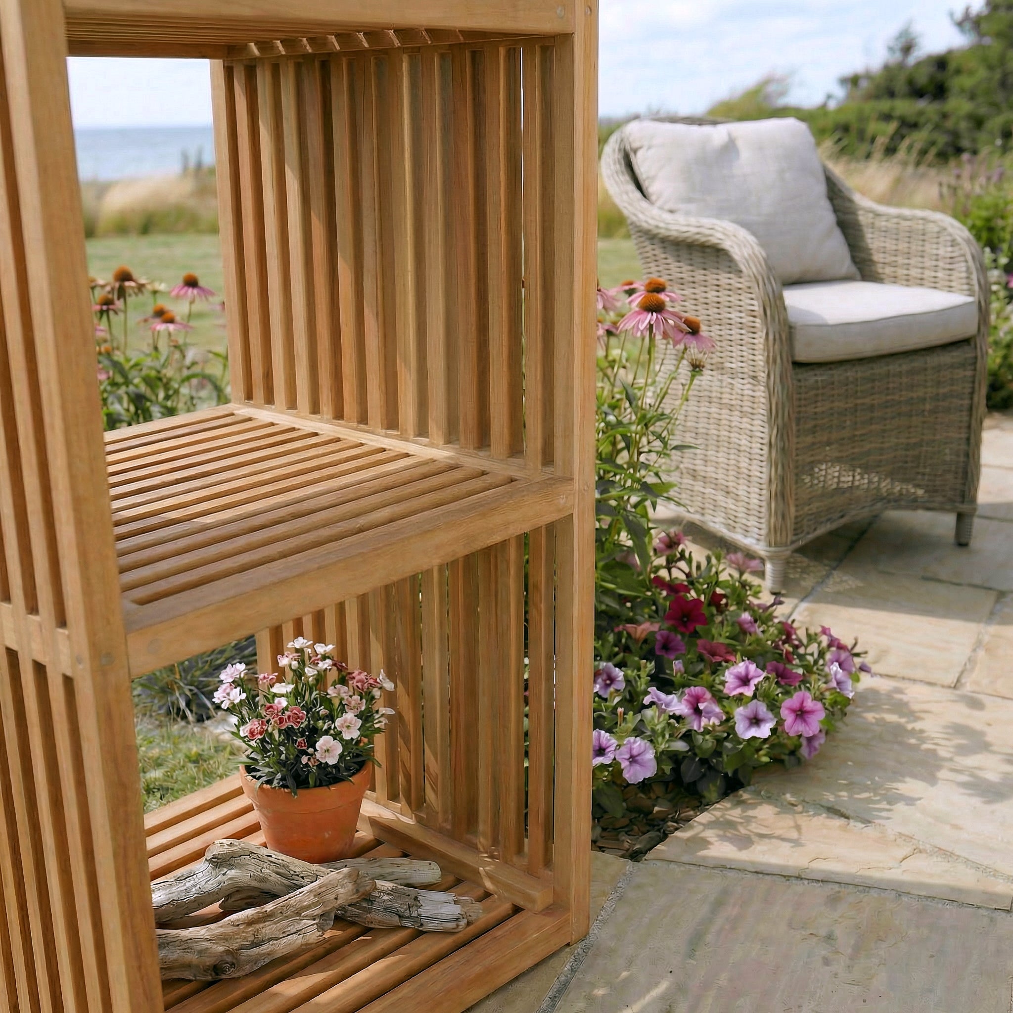 Teakregal 2 Fächer Outdoor 80x40x40 cm