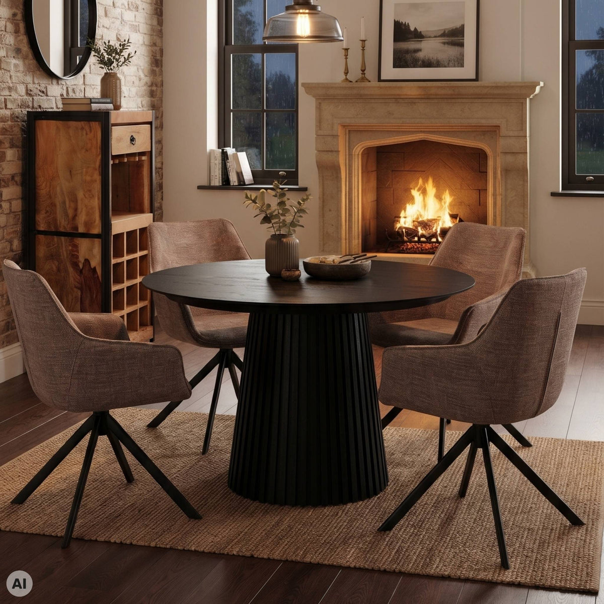 Esszimmer Set San Carlo light brown & Tisch Andria 120cm