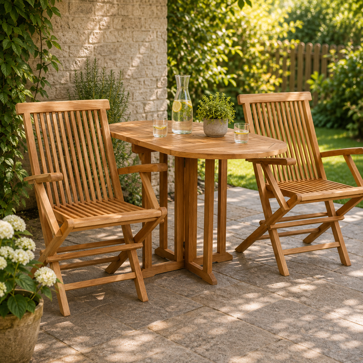 Gartenmöbelset Teak Sessel Andover & Tisch Balcony