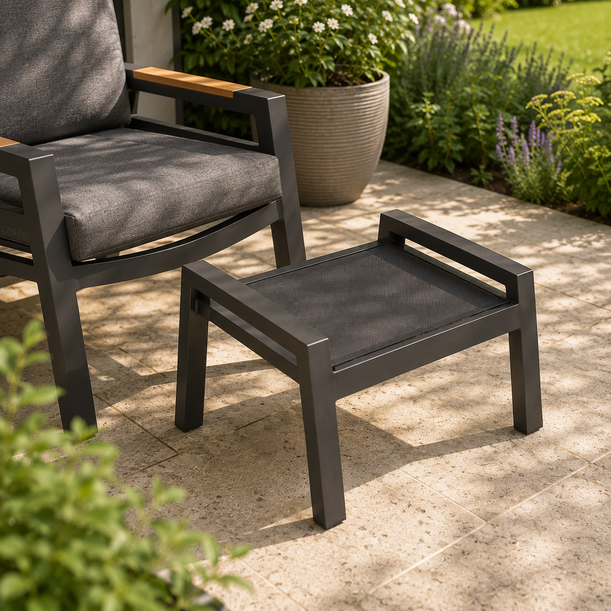 Hocker Sevilla Alu/Textilene inkl. Kissen anthrazit