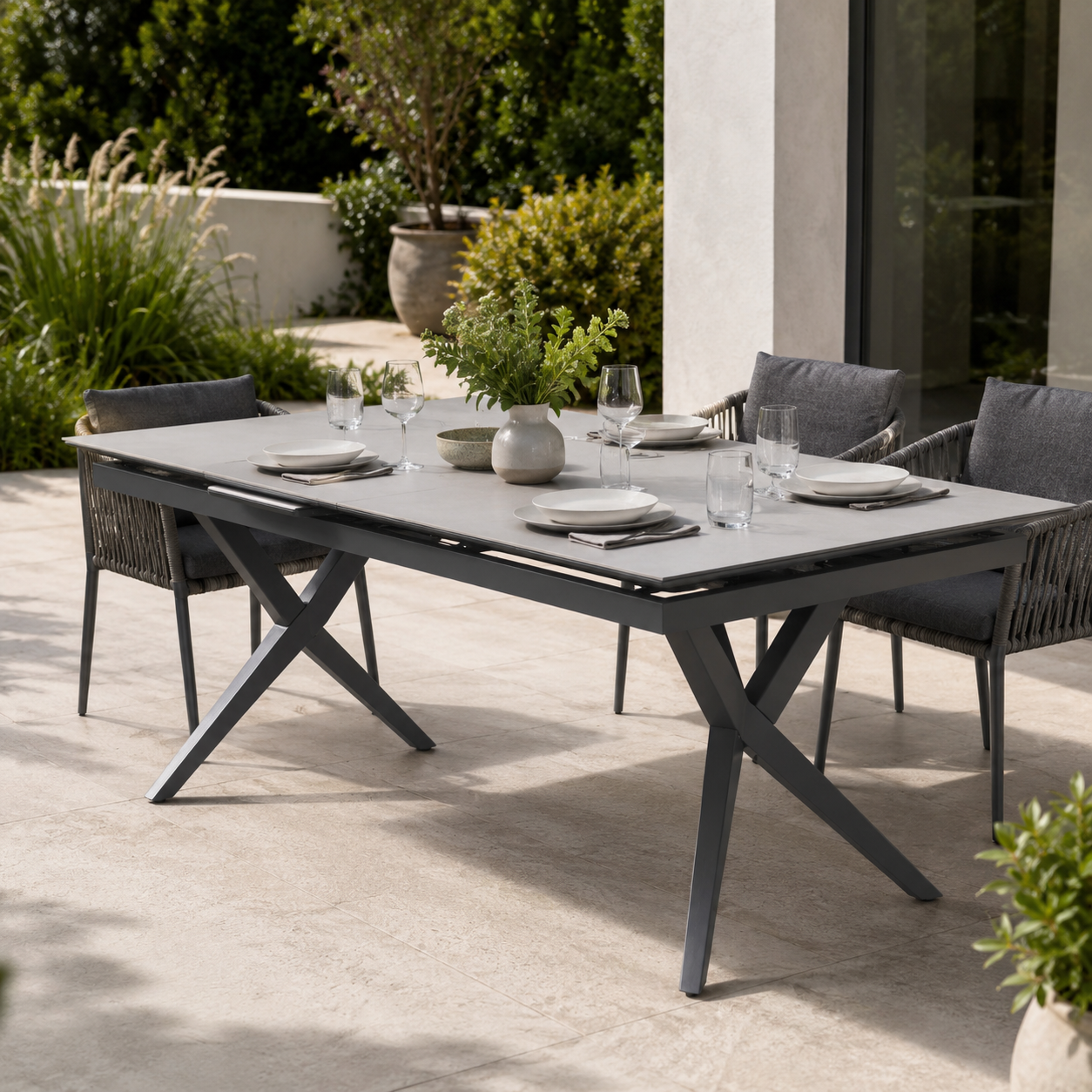 Ausziehtisch Valor 160/210 x 90 cm light grey Aluminium