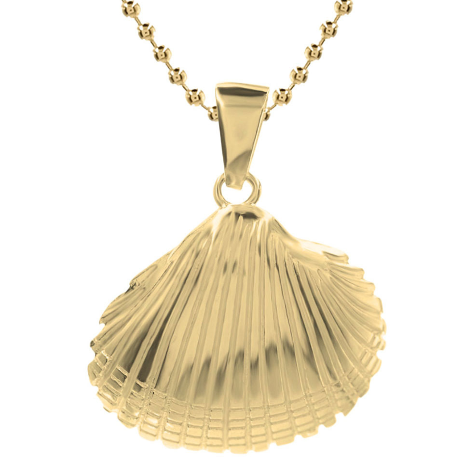 Kettenanhänger Herzmuschel M 18k vergoldetes Silber inkl. Kugelkette (50cm)