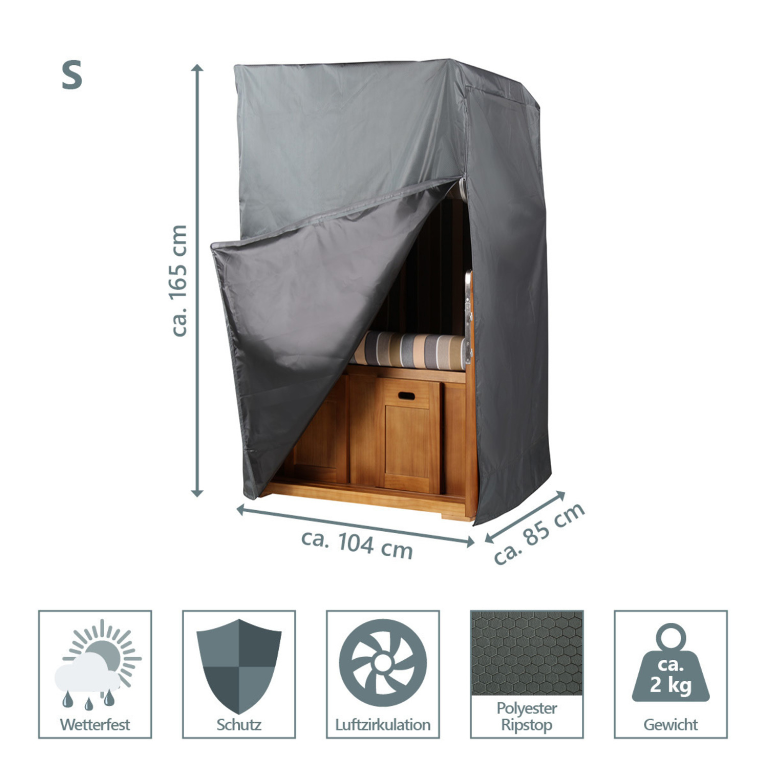 bene protect Strandkorb Schutzhülle Aero Protect Größe S Dunkelgrau