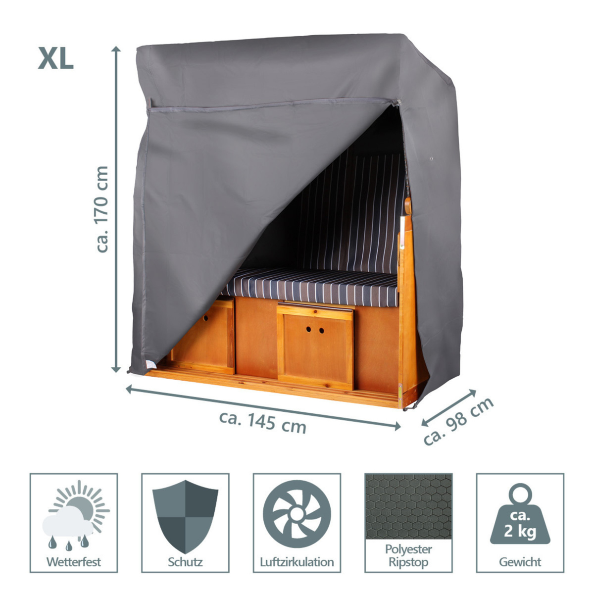 bene protect Strandkorb Schutzhülle Aero Protect Größe XL Dunkelgrau