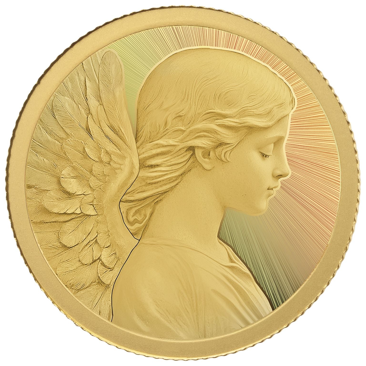 Goldmünze Weihnachtsengel im Samtsäckchen