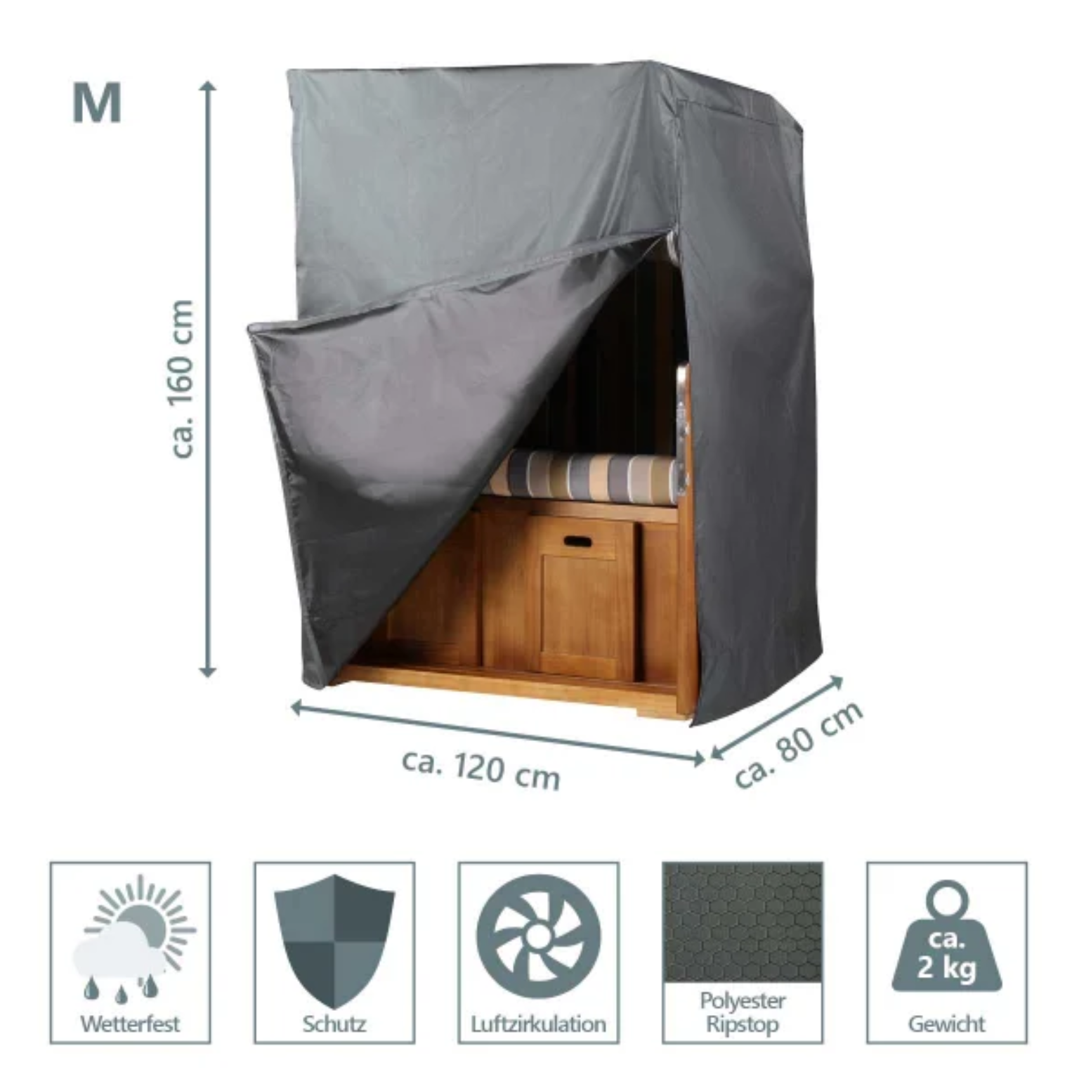bene protect Strandkorb Schutzhülle Aero Protect Größe M Dunkelgrau