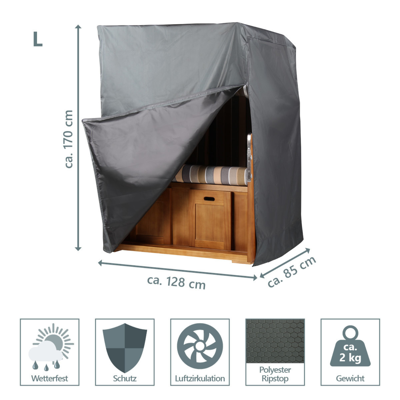 bene protect Strandkorb Schutzhülle Aero Protect Größe L Dunkelgrau