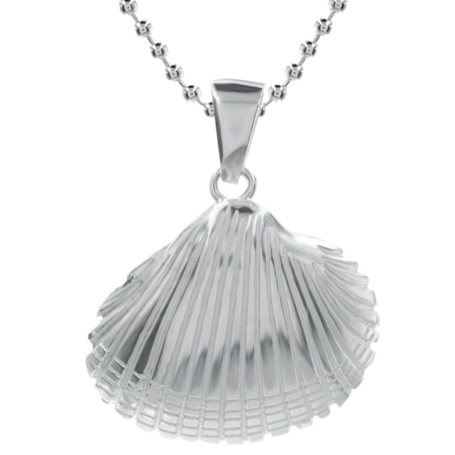 Kettenanhänger Herzmuschel M 925 Sterling Silber inkl. Kugelkette (50cm)