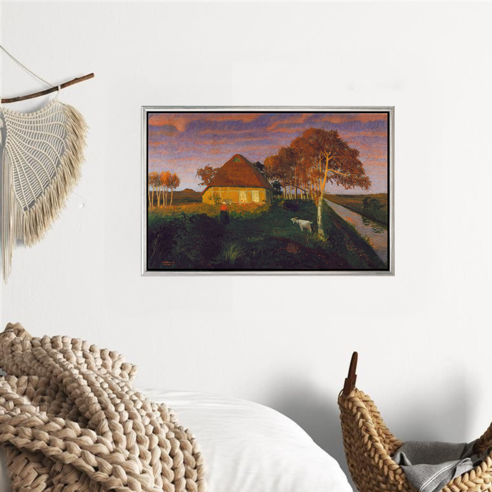 Otto Modersohn: Bild "Moorkate im Abendsonnenschein" (1899) gerahmt