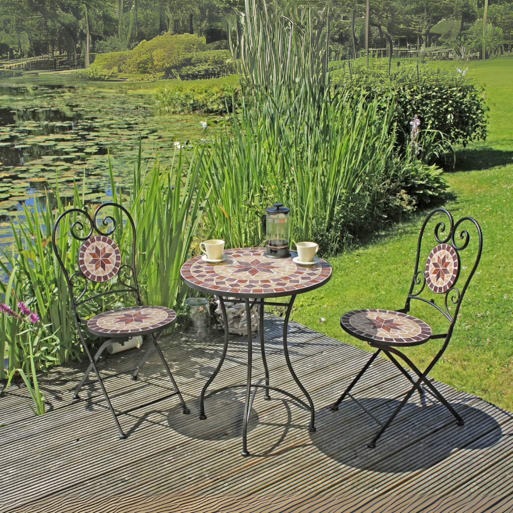 Balkonset 3tlg. Mosaik AMARILLO – Mediterranes Tisch- & Stuhlset – Nordwest Shop