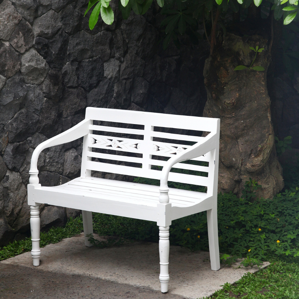 Bank MOYO 2-Sitzer (Mahagoni, weiß-antik)