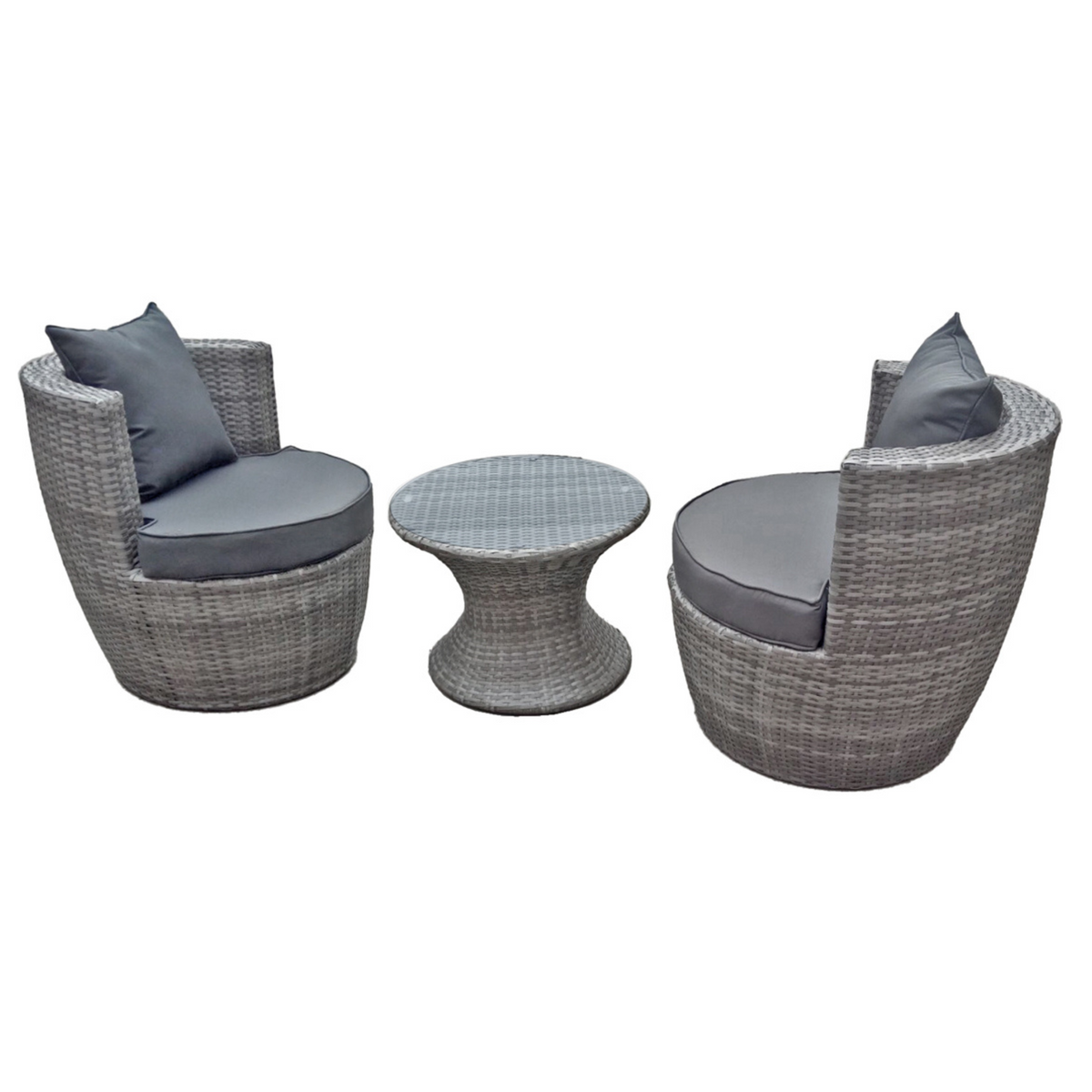 Club-Set LINZ (Kunststoffgeflecht, grau)