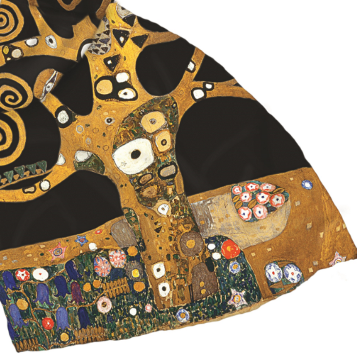Gustav Klimt: Seidenschal "Lebensbaum" (schwarze Version)