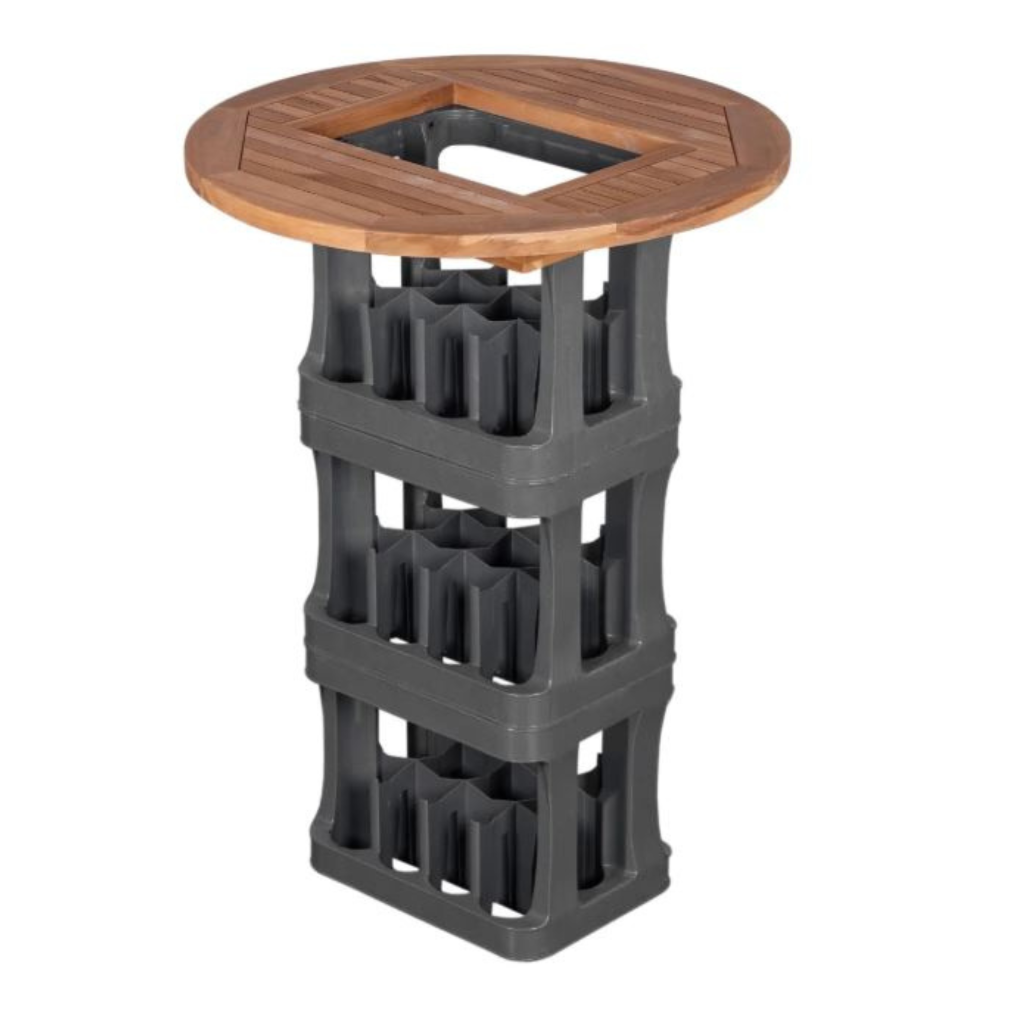 Teakholz Bierkistenaufsatz mit Klappe (ø 70 cm)