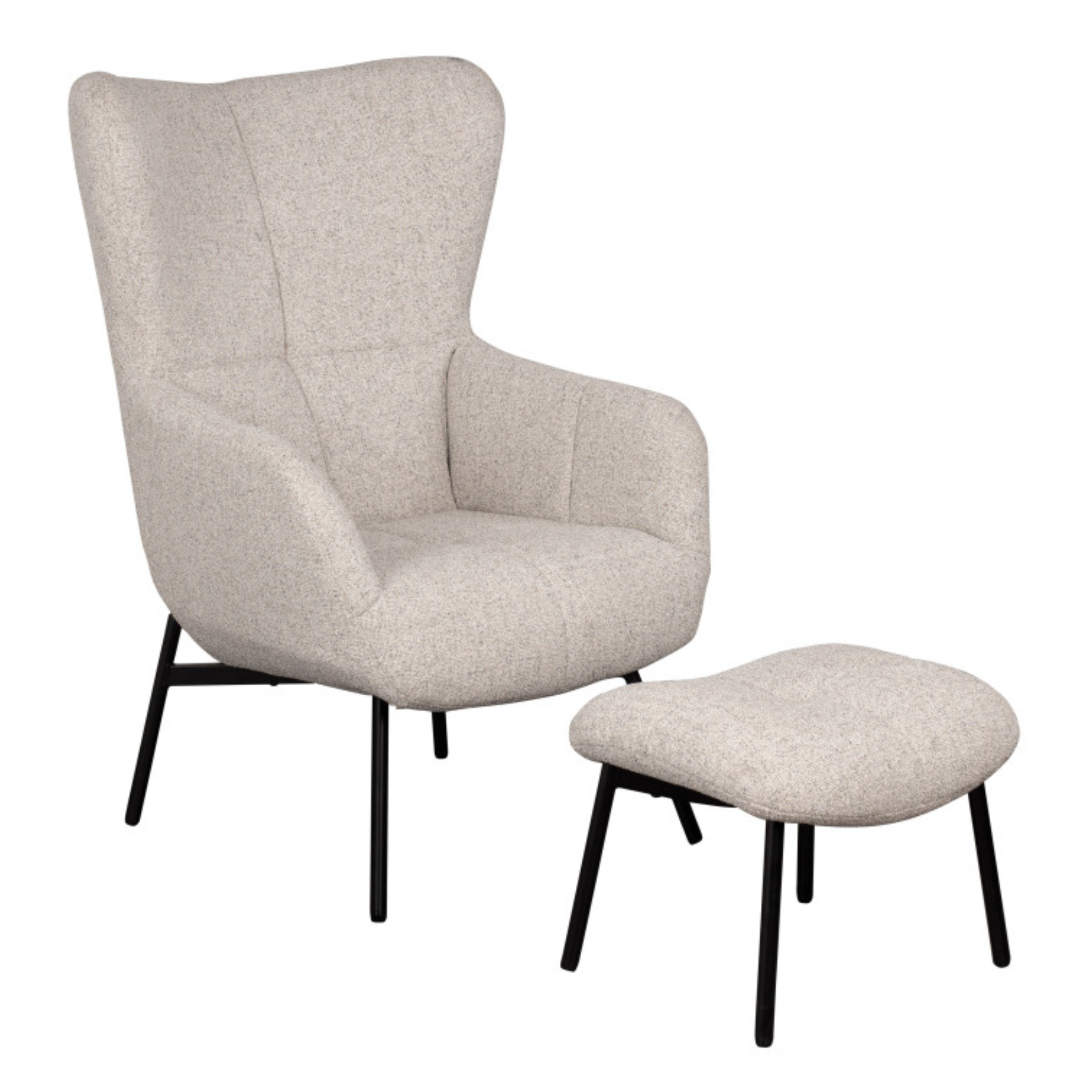 Ohrensessel Sava Beige inkl. Fußhocker