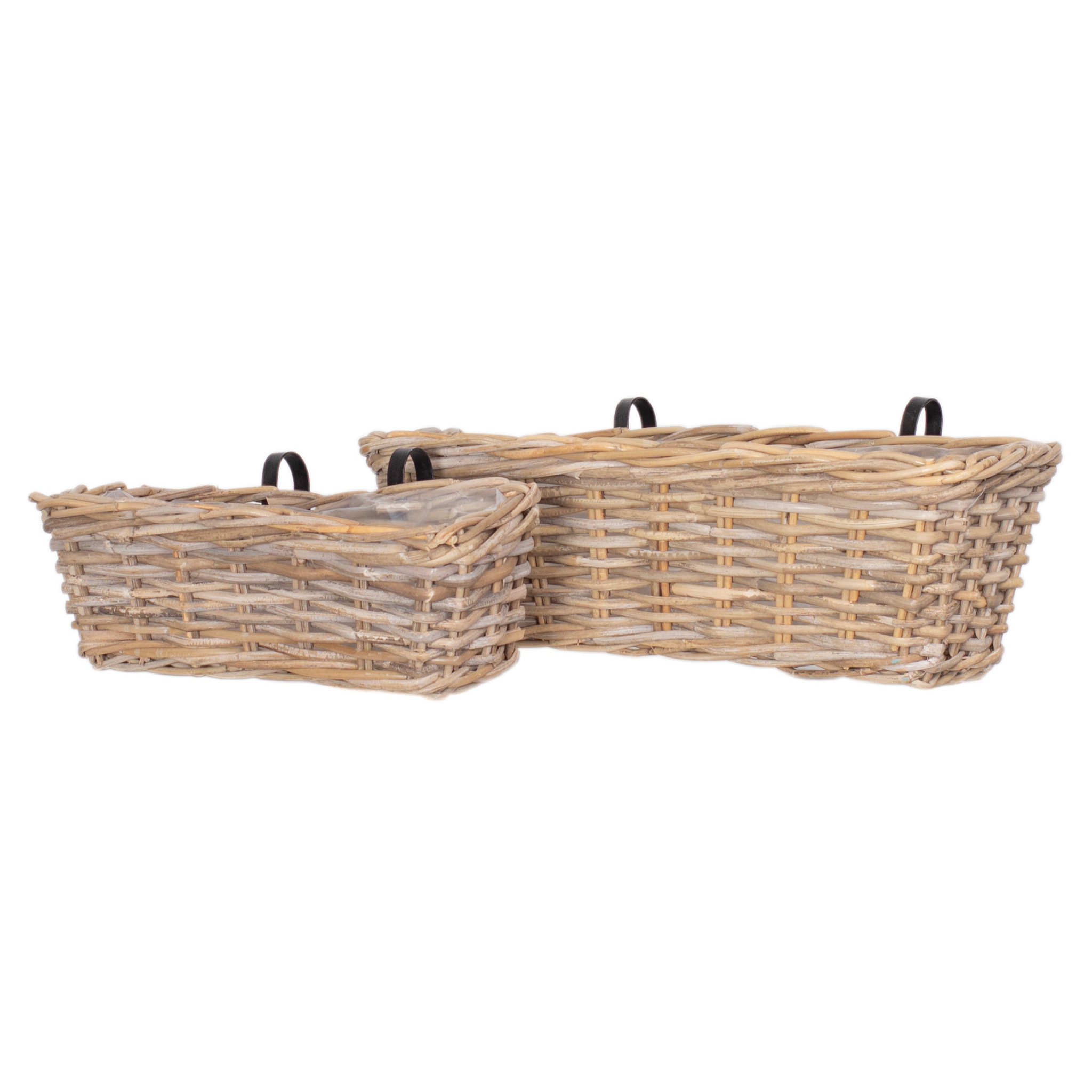 Set: Rattan Balkonkästen mit Bügel