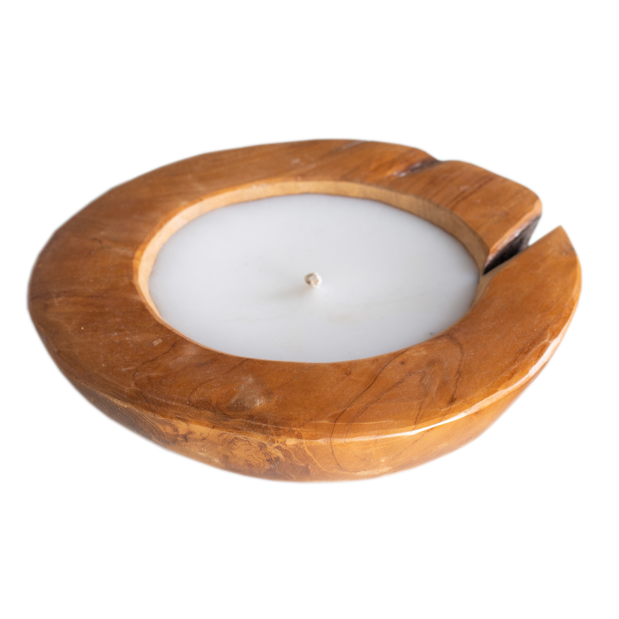 Natural Candle - Teakschale mit Wachsfüllung (⌀ 25 cm)