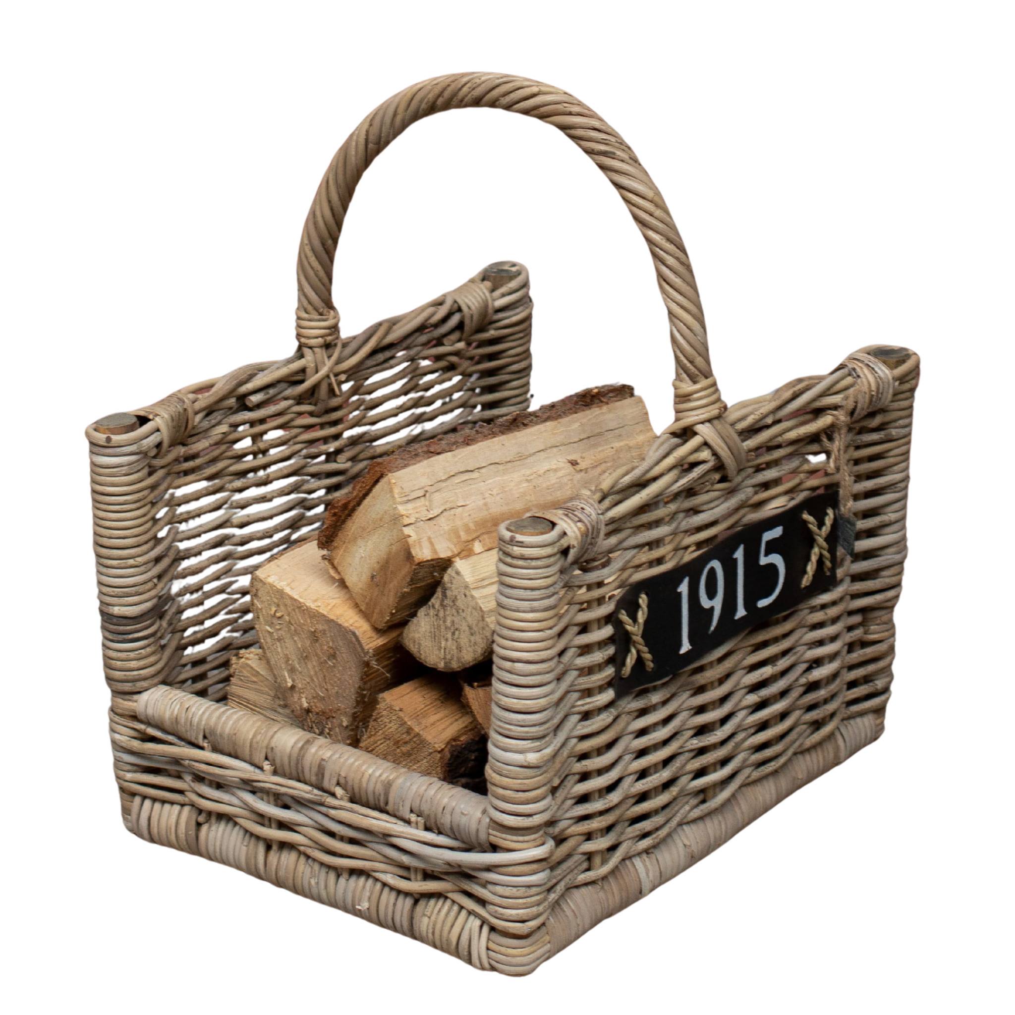 Kaminholzkorb aus Rattangeflecht
