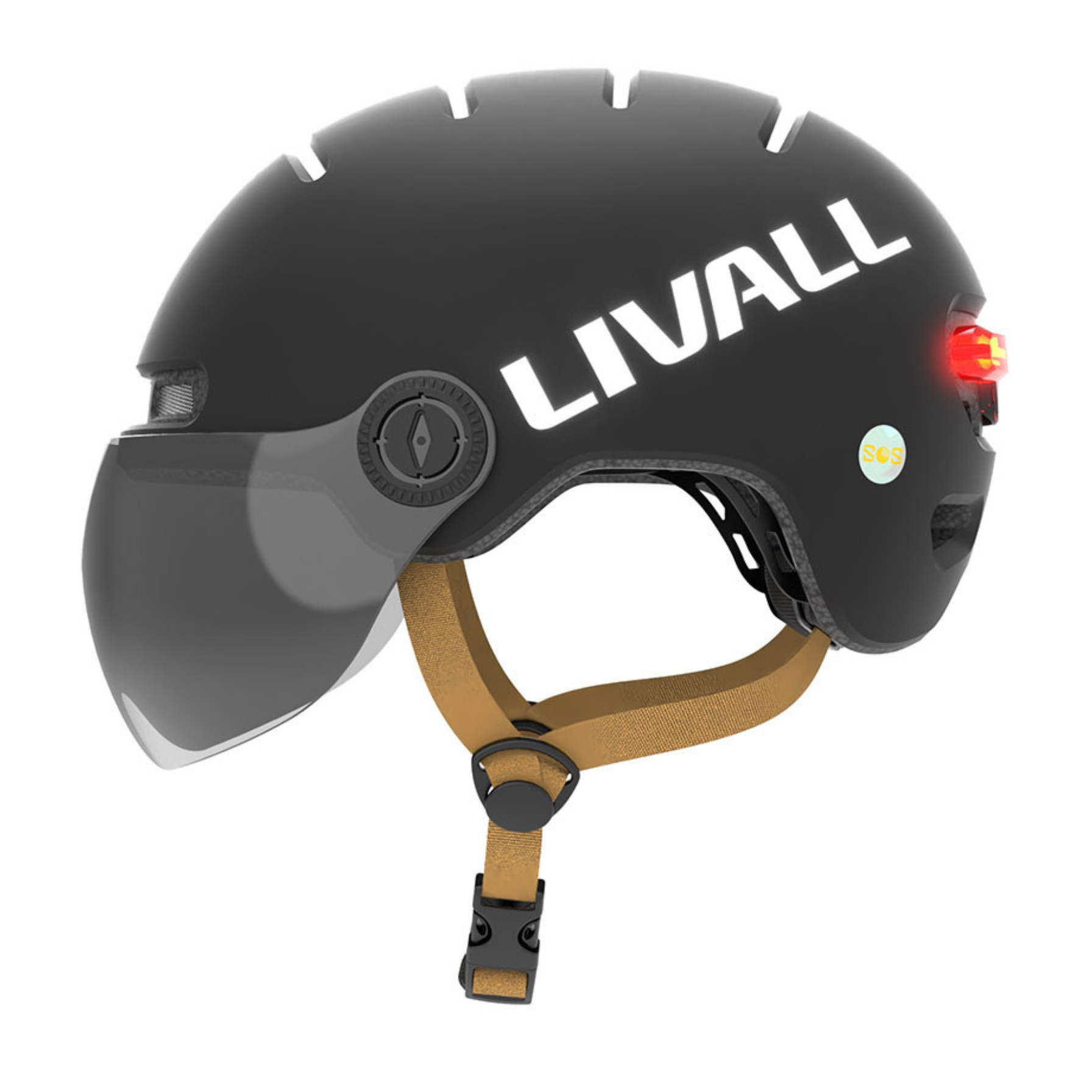 Fahrradhelm mit Visier, Bremslicht und SOS-Alarm L23