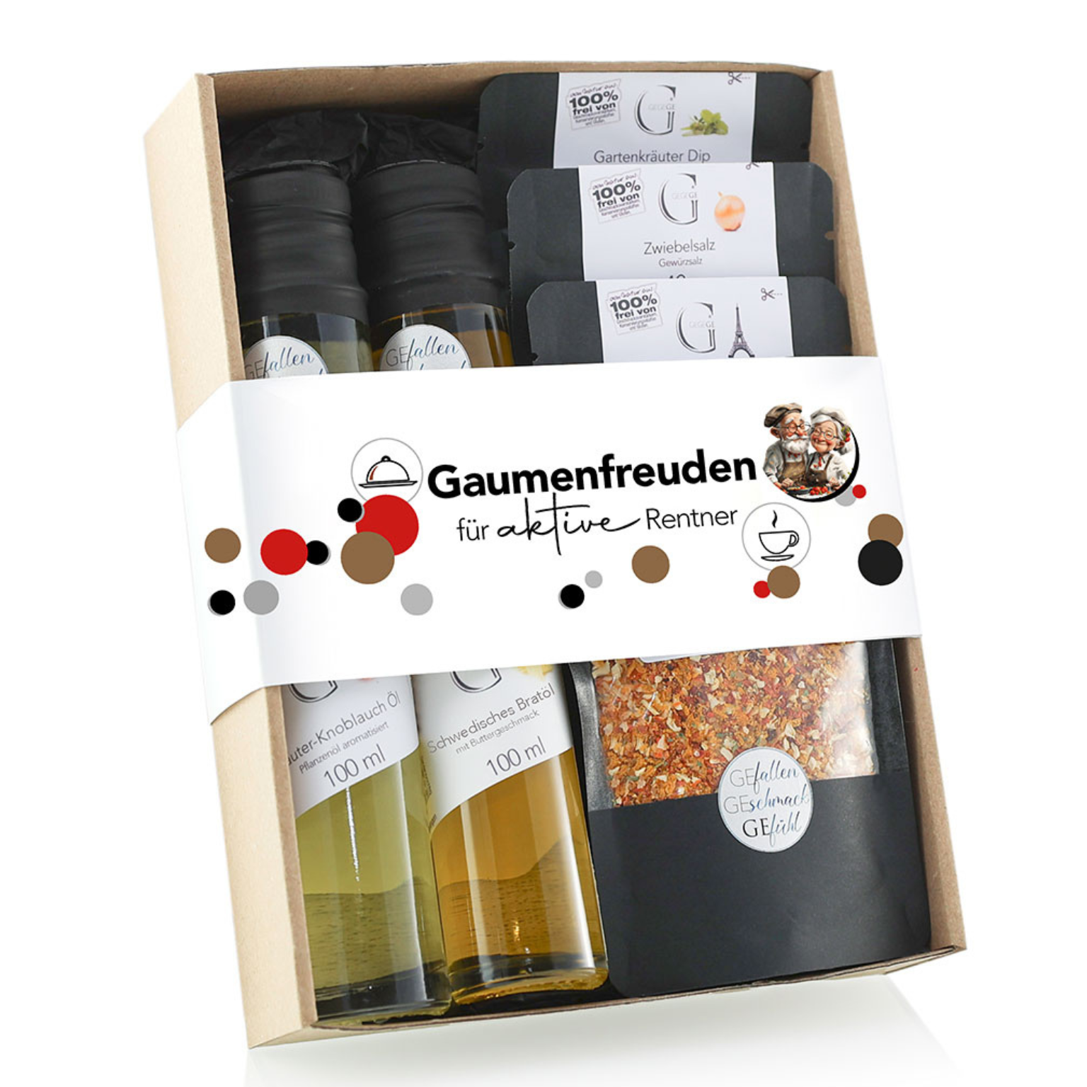 Geschenk-Set "Gaumenfreuden für aktive Rentner"
