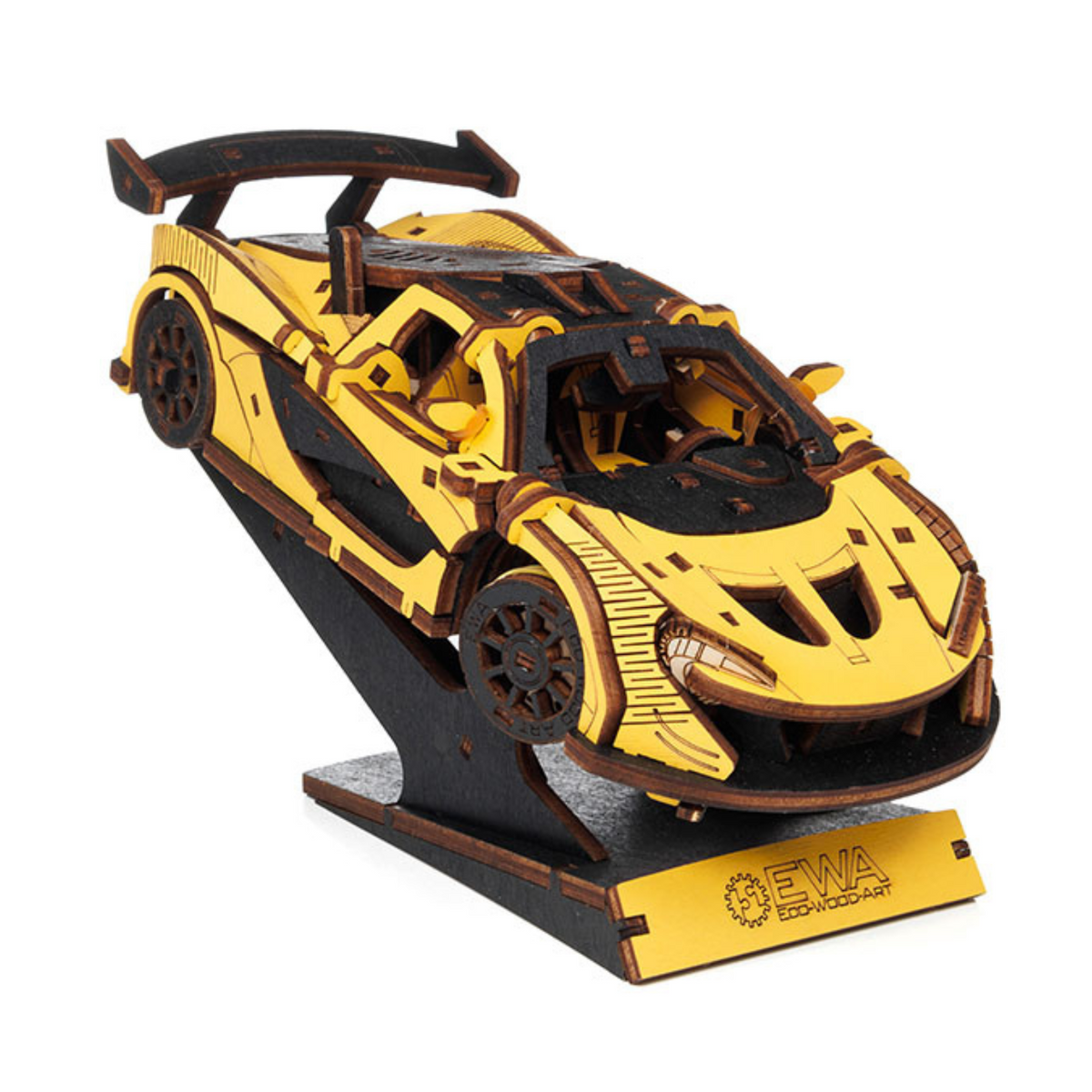 3D-Holzpuzzle Racing Car gelb