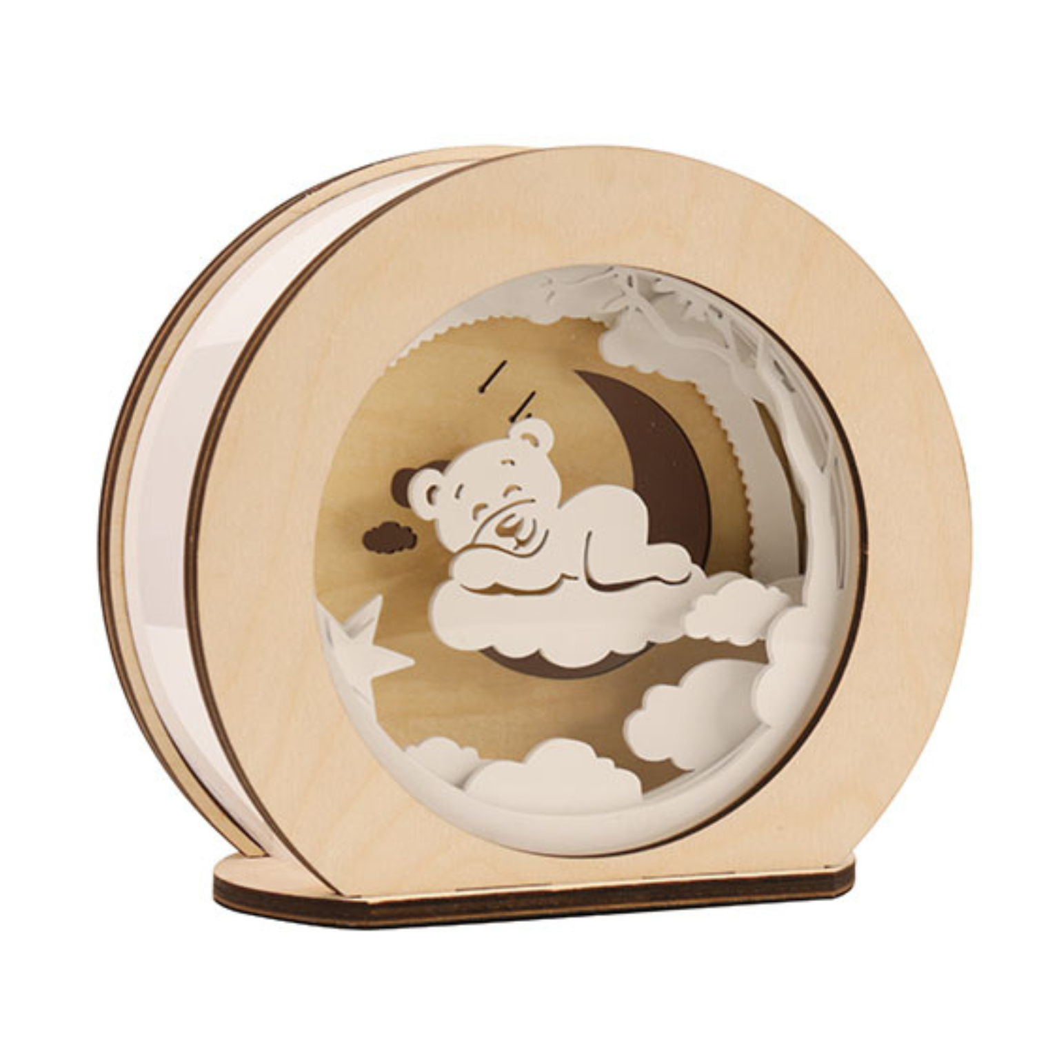 Magic Light 3D Holz-Nachtlampe Wolkenbär