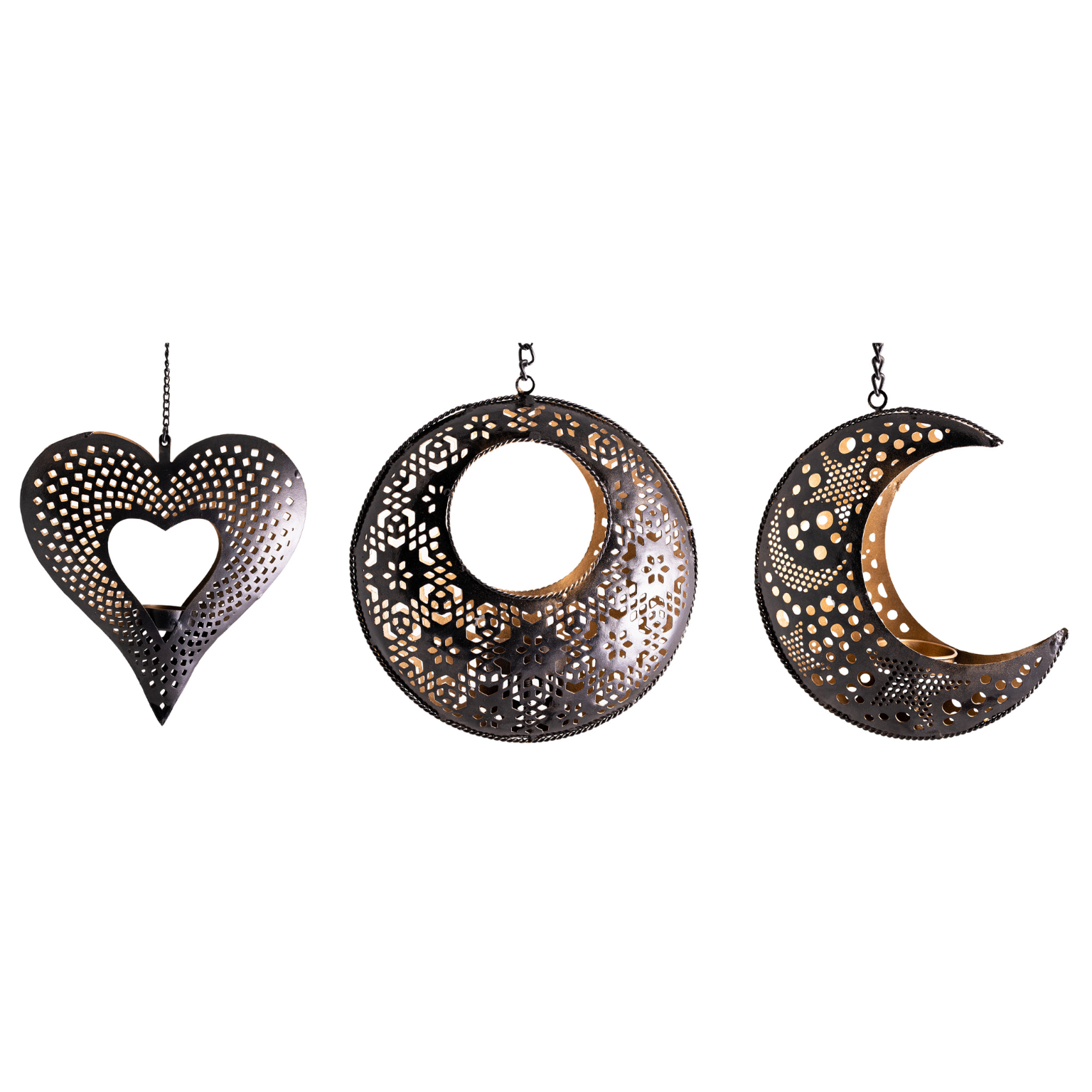 Orientalische Lichter 3er-Set (Herz + Sonne + Mond)