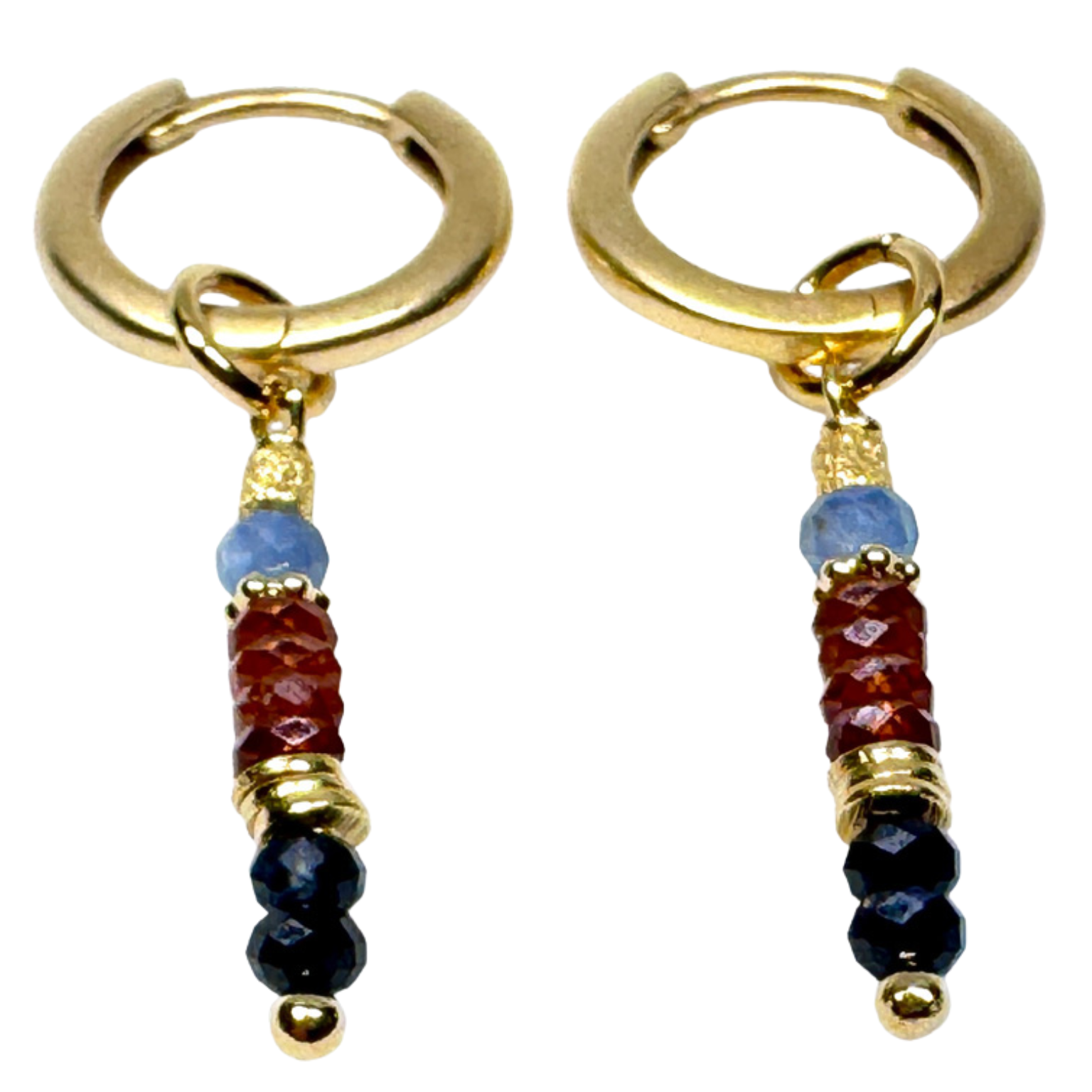 Ohrringe mit Kyanit, Saphir, Hessonit