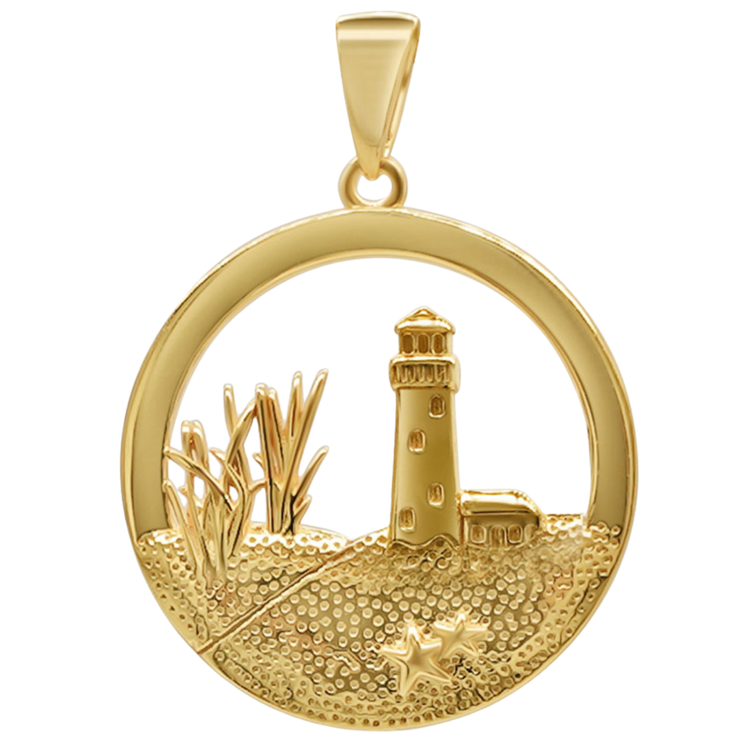 Kettenanhänger Leuchtturm Rund / Düne - Gold